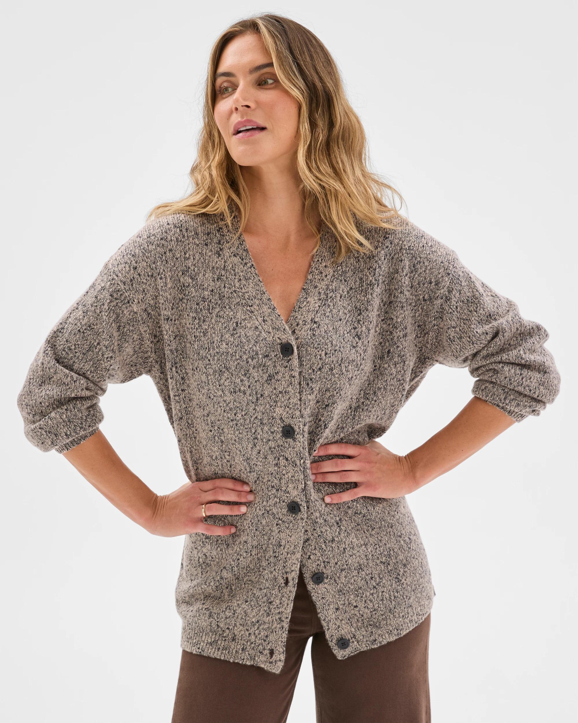 1 Target Woman Twist Slub Grandpa Cardigan DOVE MARLE, 1 of 5