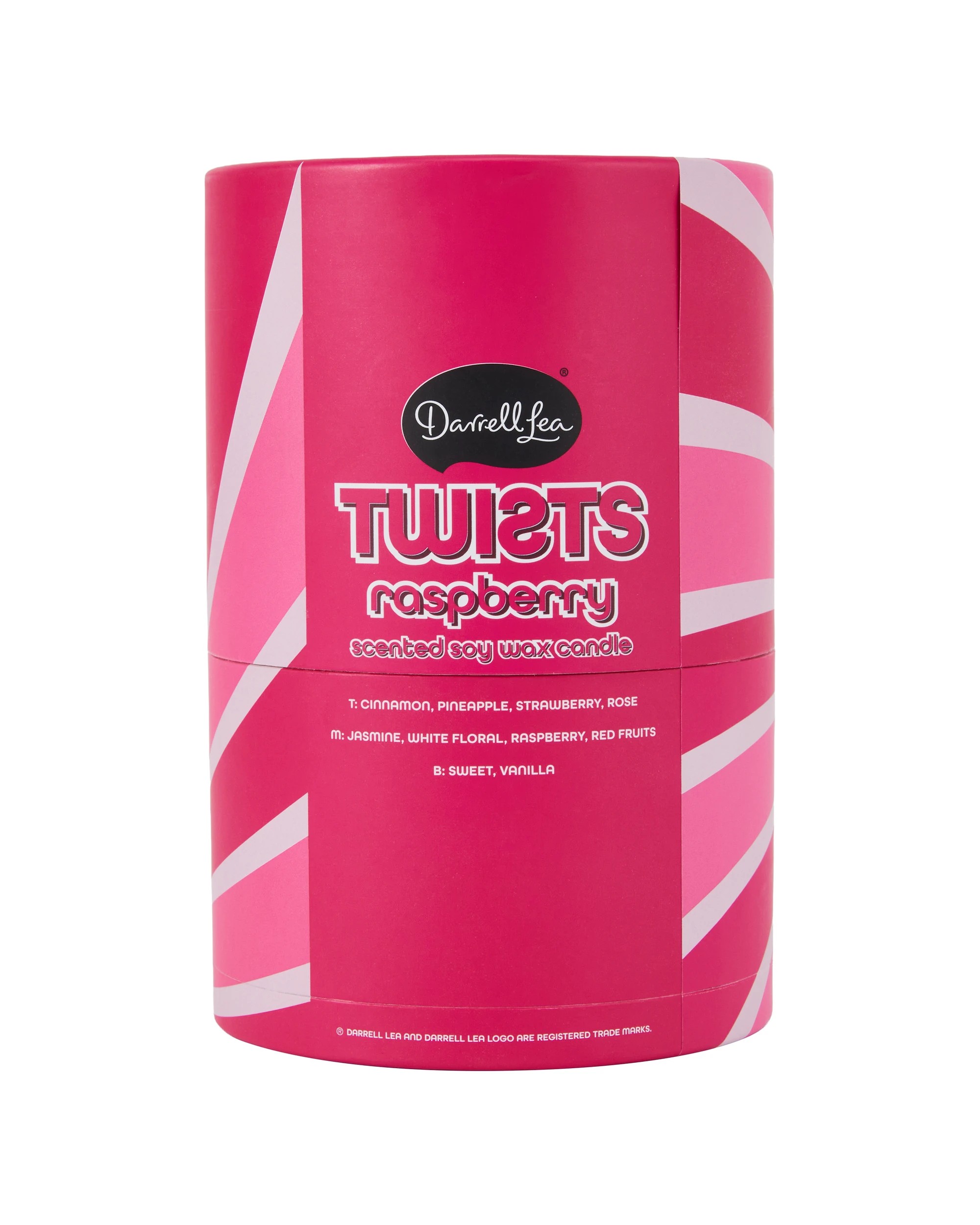 6 Darrell Lea Twists Raspberry Scented Soy Wax Candle, 6 of 6