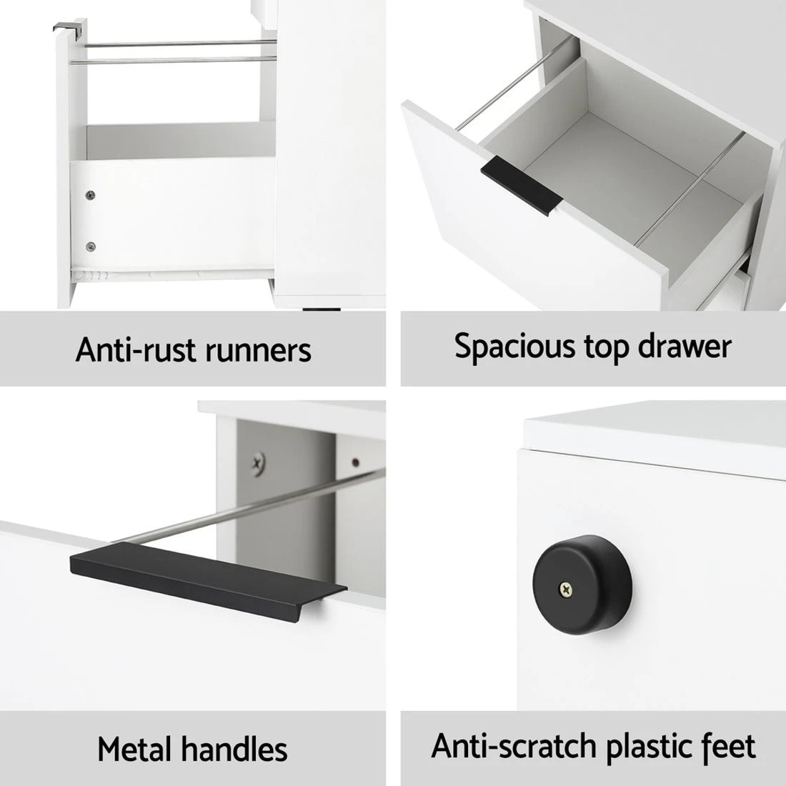 7 Artiss Filing Cabinet Files Storage Office Shelves File Organiser White 2 Drawer - White, 7 of 8