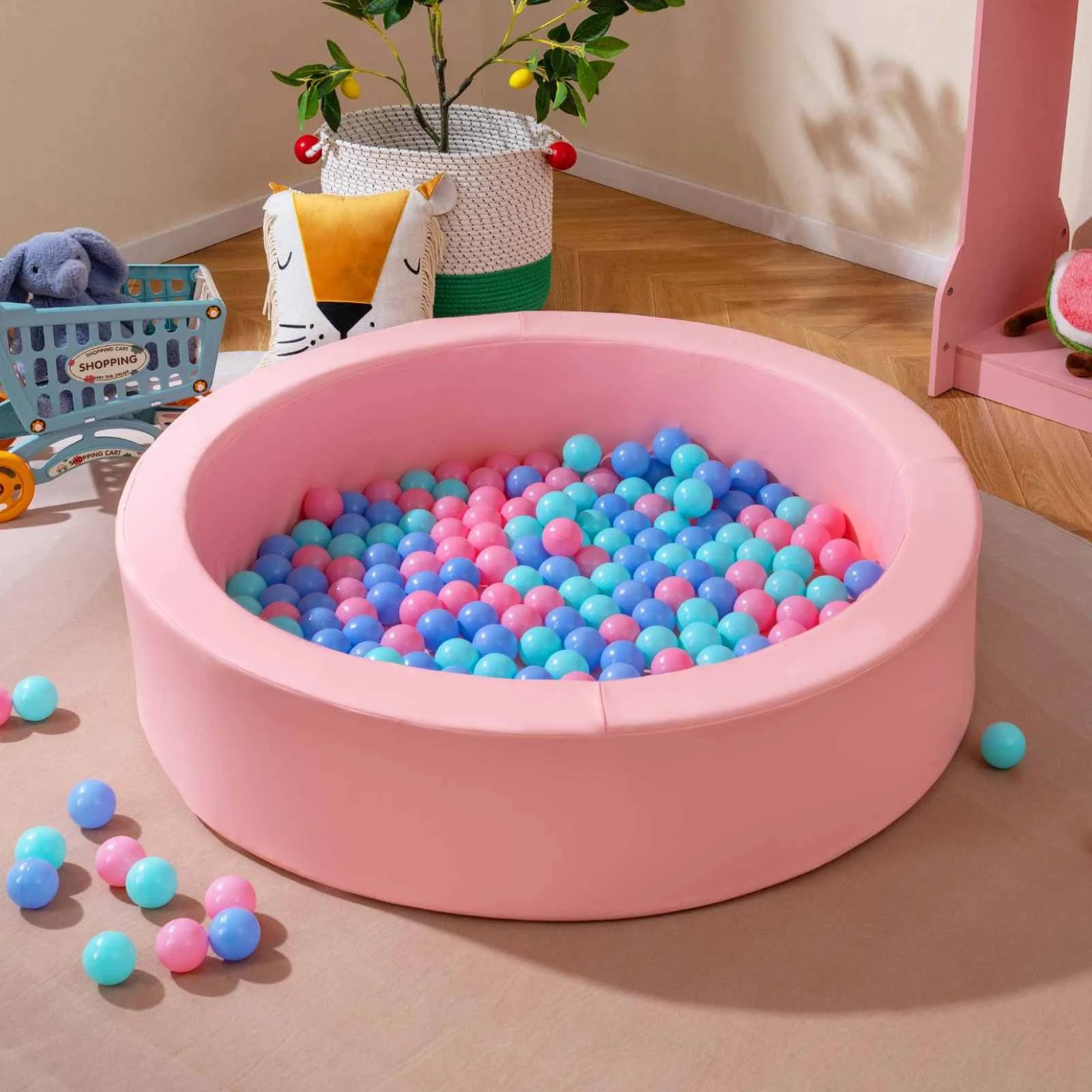 2 Costway 105x24cm Ball Pit Soft Foam Ocean Play Pool - Pink, 2 of 3