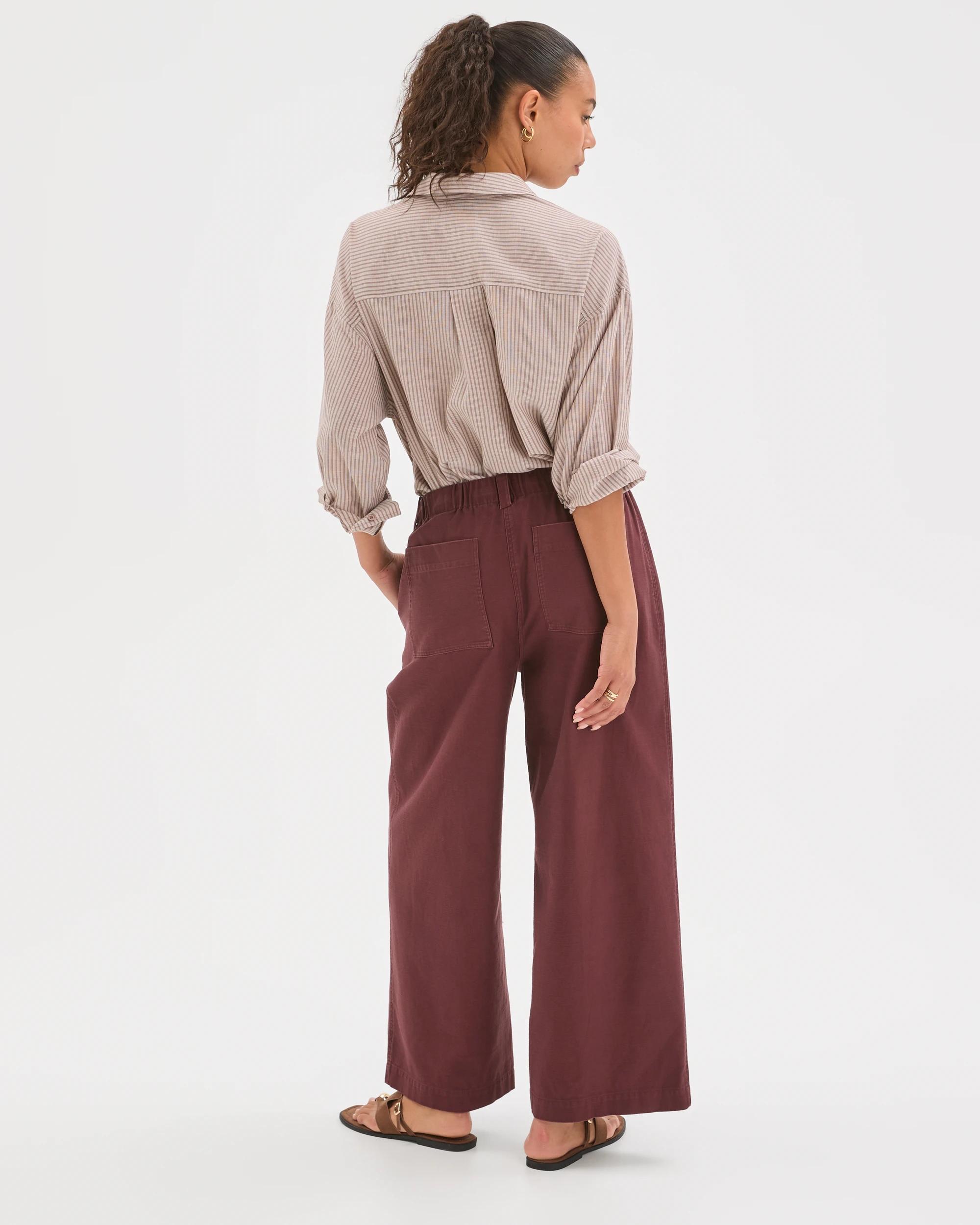 6 Target Woman Australian Cotton Wide Leg Textured Pants CHOCOLATE PLUM, 6 of 6