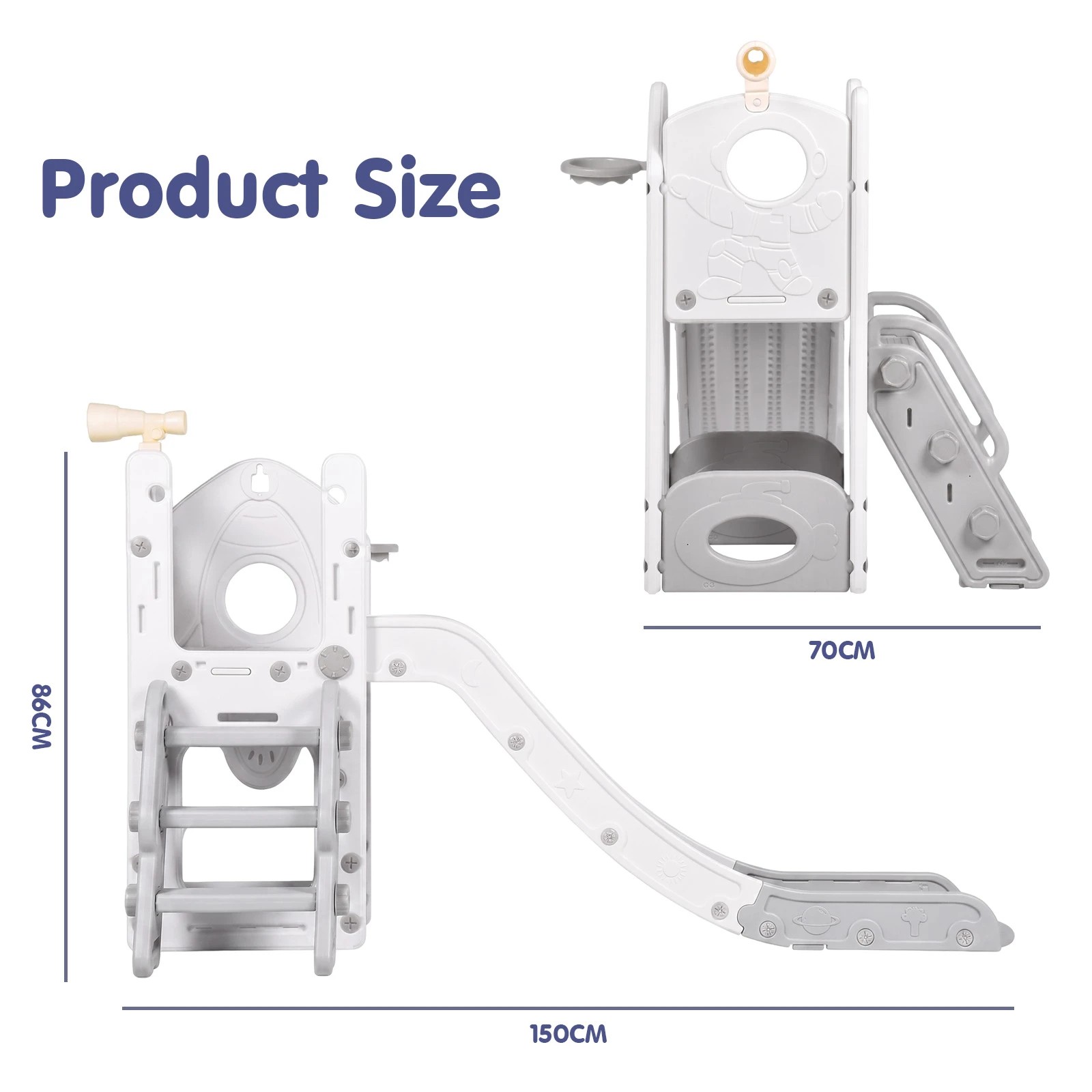 5 Advwin 6 in 1 L-Shaped Toddler Slide Indoor Baby Slide Kids Playset Outdoor Playground - Grey, 5 of 9