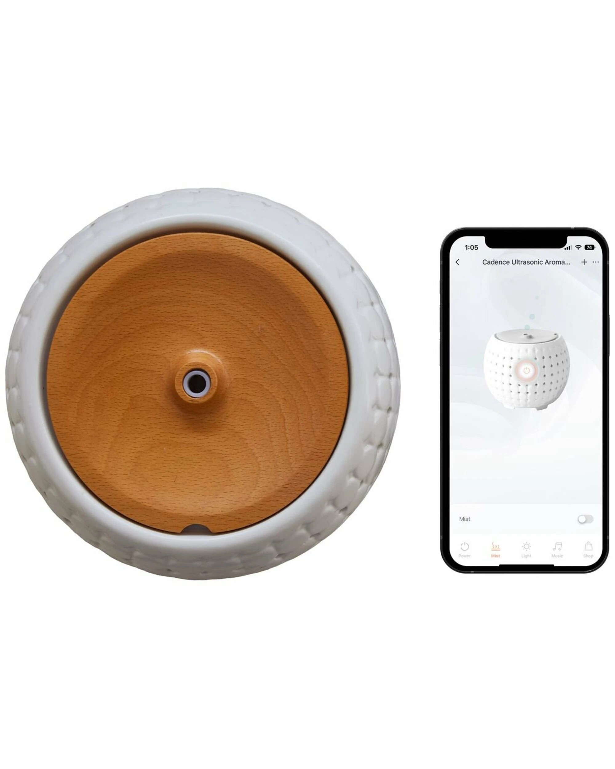 2 Homedics Ellia Cadence Ultrasonic WiFi Diffuser -White, 2 of 5