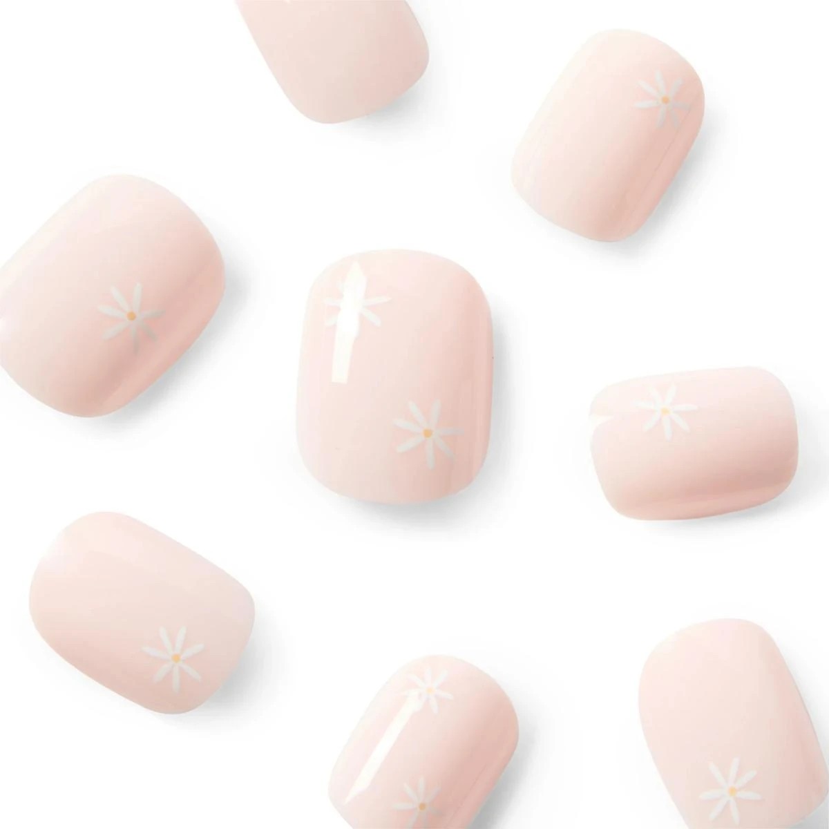 3 OXX Cosmetics 24 Pack Artificial Nails with Adhesive - Short Square Shape, Daisies, 3 of 5