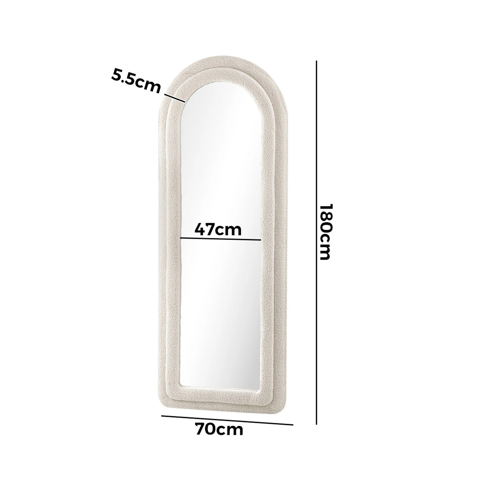 2 Oikiture 1.8M Full Length Mirror Boucle Frame Floor Mirrors Dressing Bedroom - White, 2 of 9