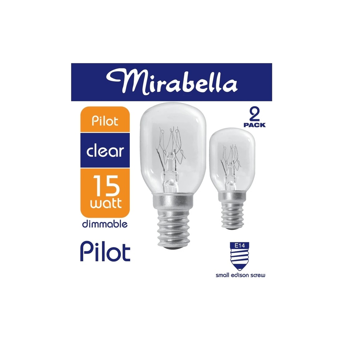 1 2 Pack Mirabella E14 15W Pilot Dimmable Clear Bulbs, 1 of 1