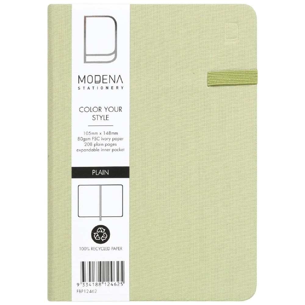 1 Modena A6 Linen Plain Notebook Sage, 1 of 5