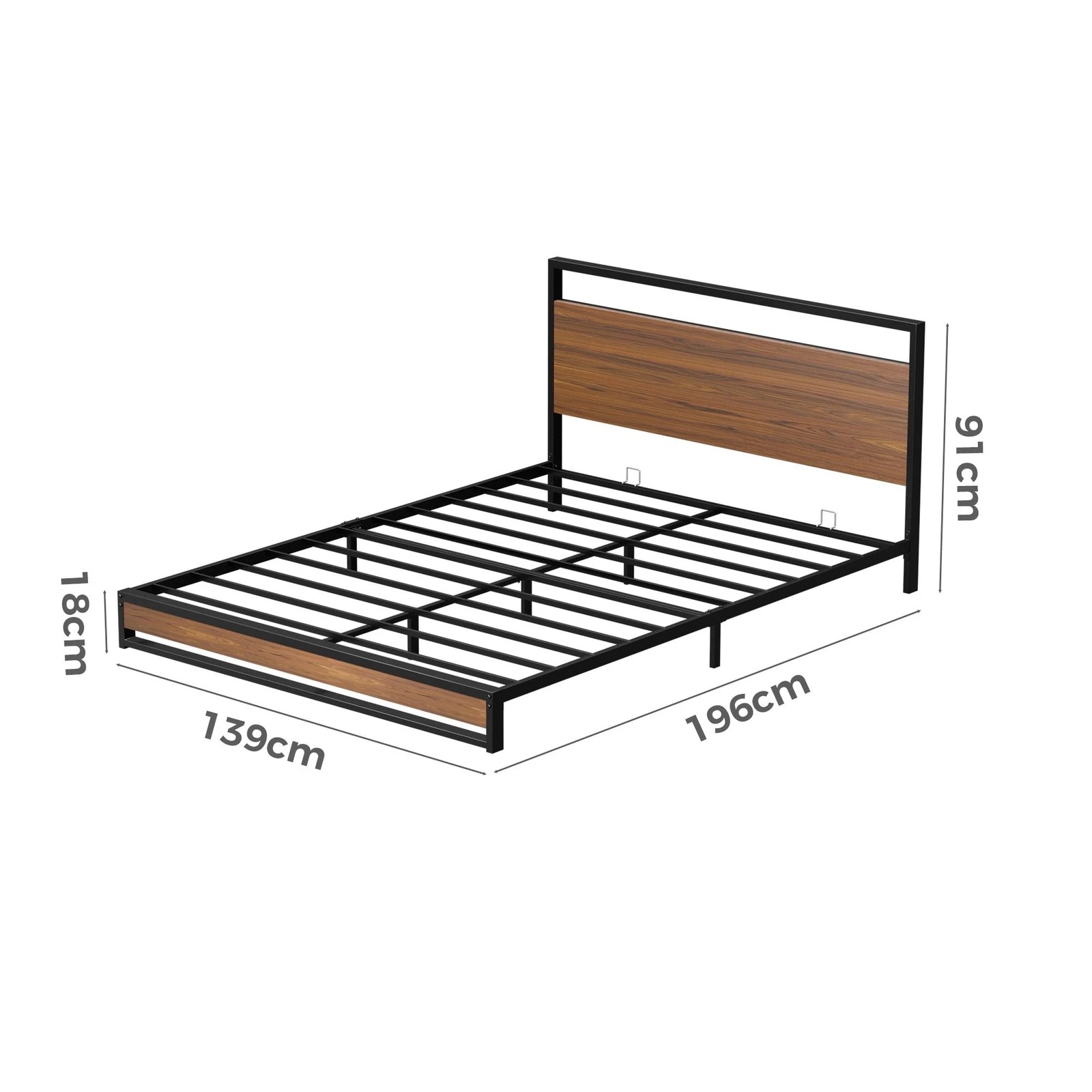 10 Alfordson Metal Bed Frame Double Size Industrial Platform Mattress Base - Wood - Natural, 10 of 10