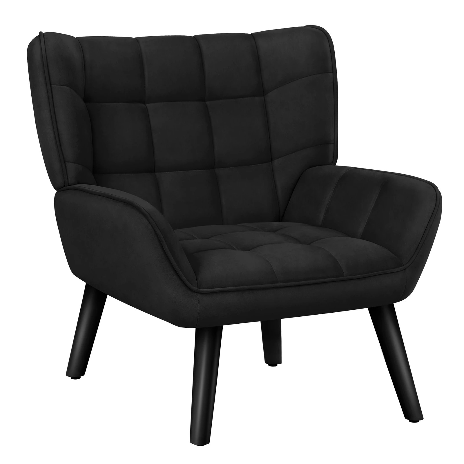 1 Alfordson Armchair Accent Chair Upholstered Lounge Sofa Tub Couch Velvet - Black, 1 of 9