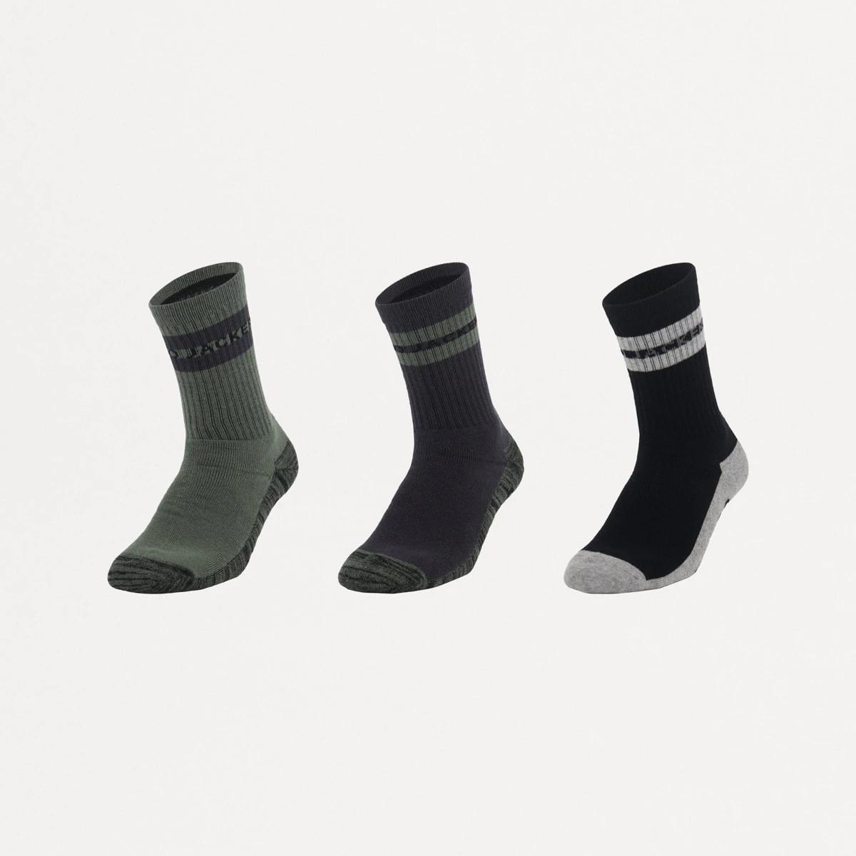 1 3 Pack Stripe Work Socks GREY, GREEN, BLACK, 1 of 3