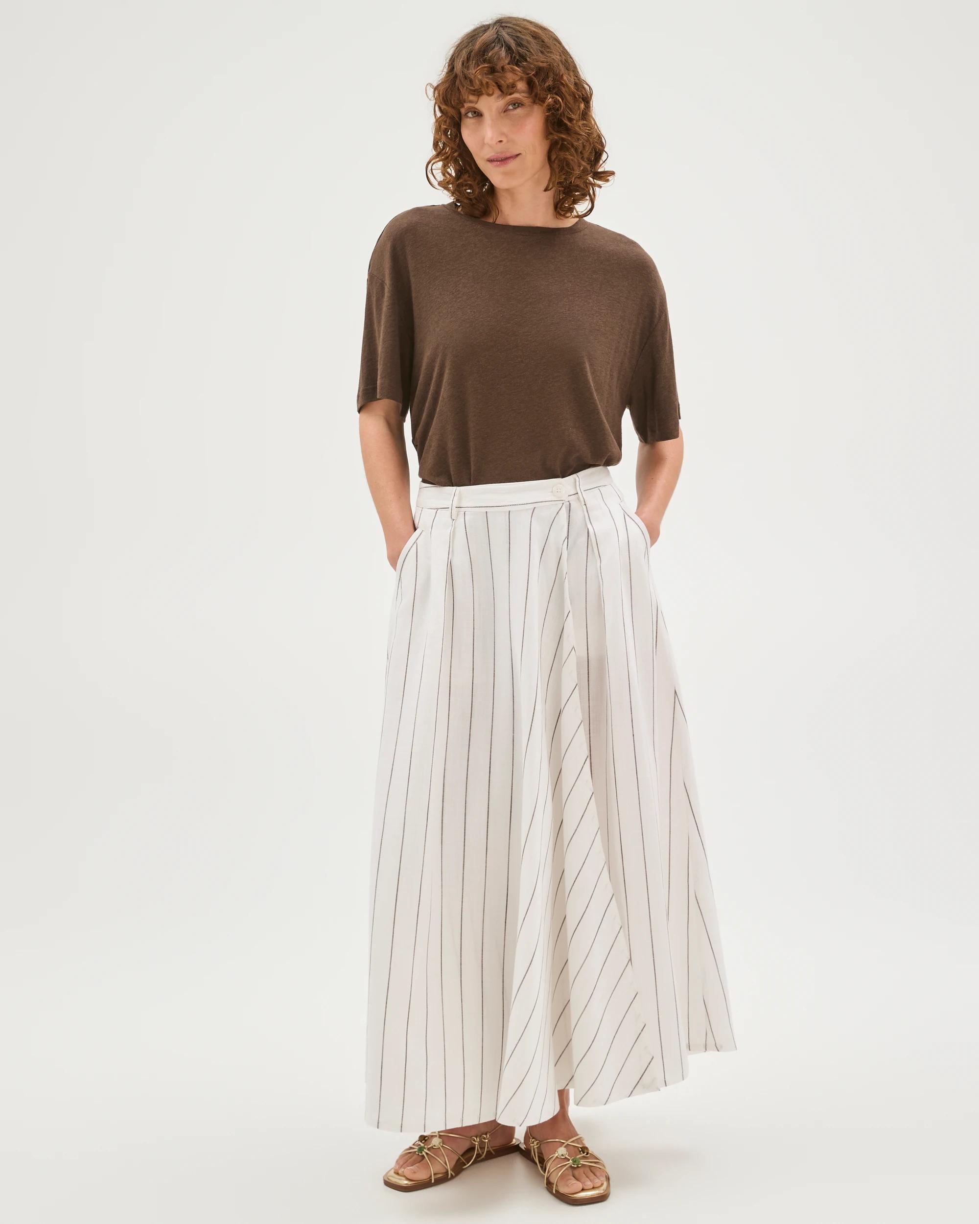 2 Target Woman Wrap Maxi Skirt WHITE COFFEE BEAN STRIPE, 2 of 5