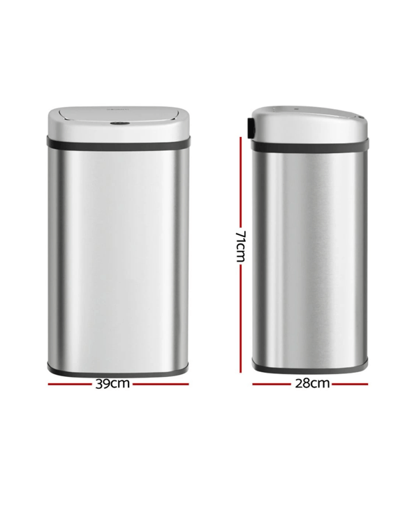 Devanti 60L Sensor Bin Motion Rubbish Automatic - Silver