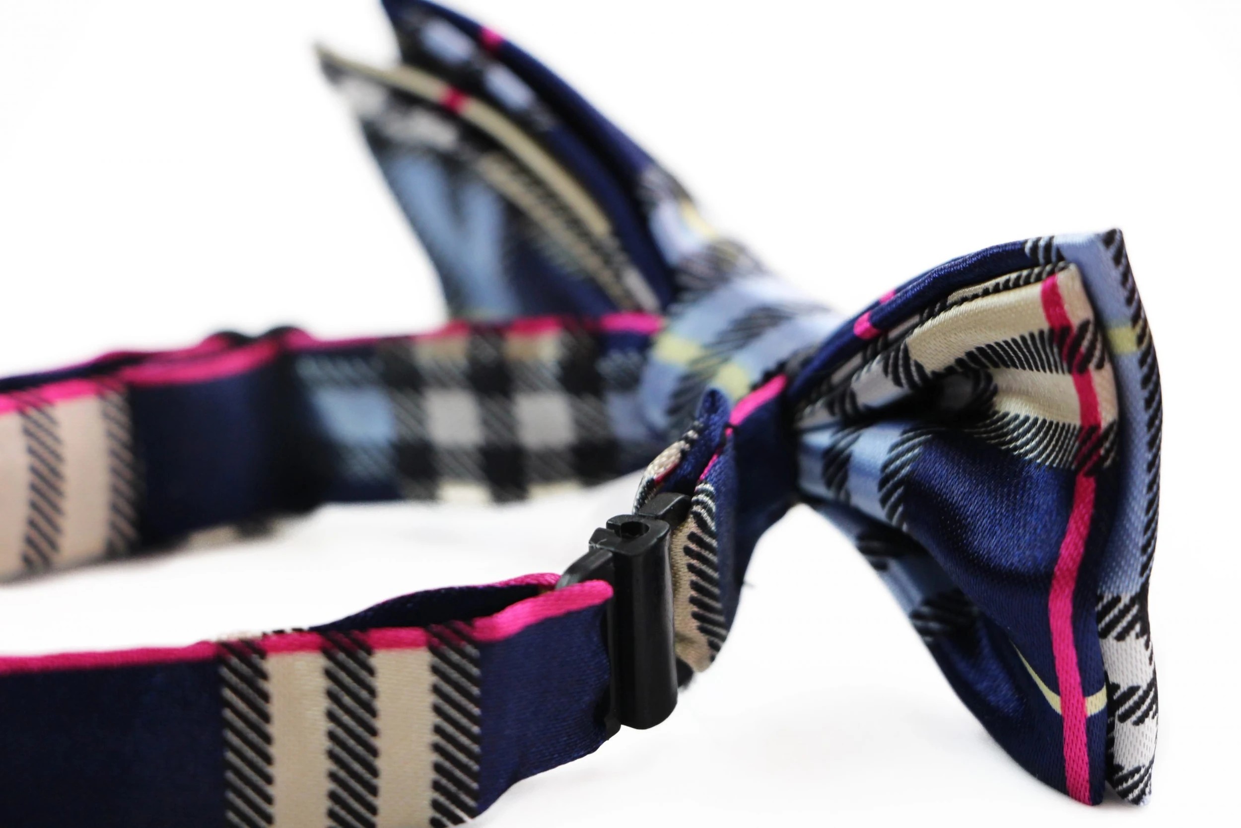 2 Zasel Boys Navy, Black, Gold & Pink Plaid Patterned Bow Tie - Multi, 2 of 4