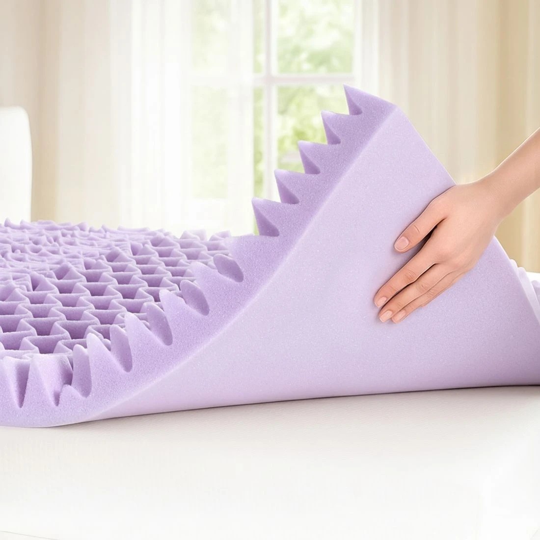 9 Giselle 8cm Memory Foam Mattress Topper Lavender Infused Bamboo Cover 7 Zone Double - Double Bed - Purple, 9 of 9