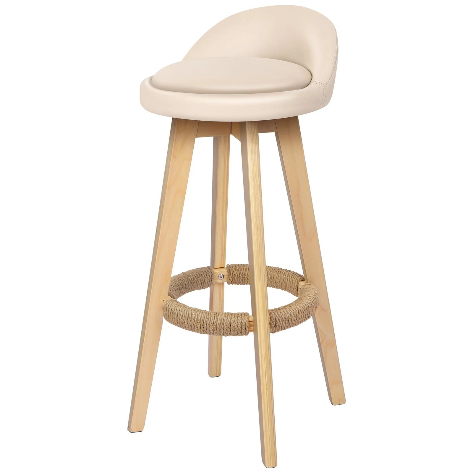 5 Alfordson 4x Kitchen Bar Stools Liam Wooden Swivel Bar Stool Chairs - Beige, 5 of 10