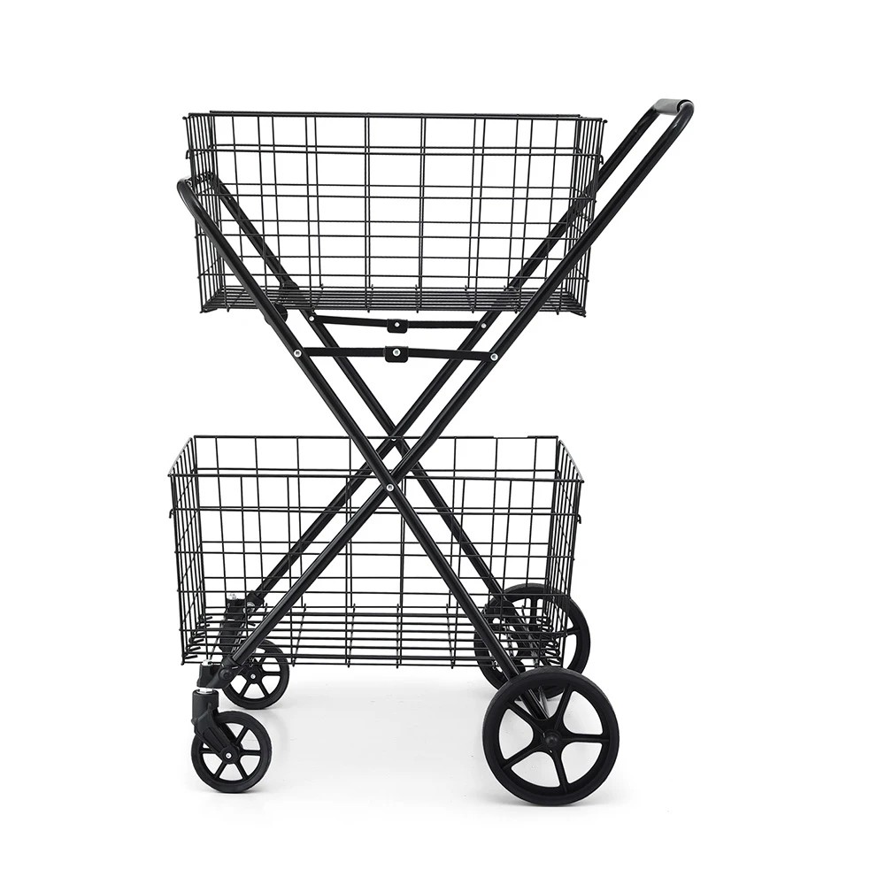 2 Emajin Foldable Shopping Trolley Cart - Black, 2 of 2