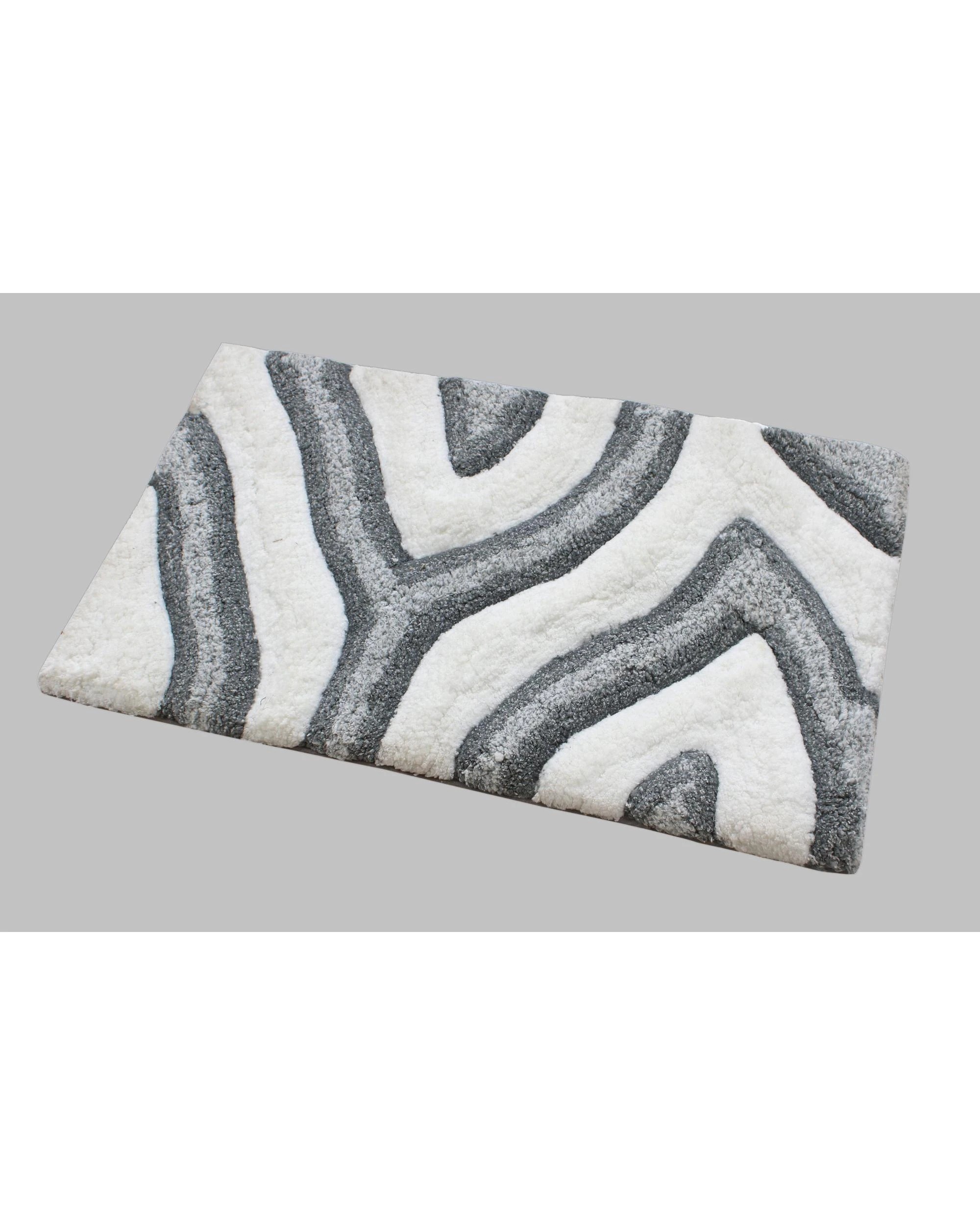 1 La Grace Home Swirl 3D Design Tufted Soft Pile Bathmat - Grey, 1 of 1