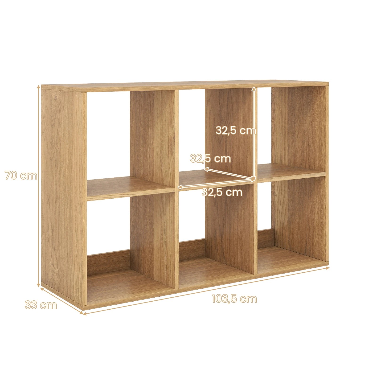 4 Costway 6-Tier Storage Bookshelf Open Display Shelf Book Cabinet Cubes Organiser - Natural, 4 of 5