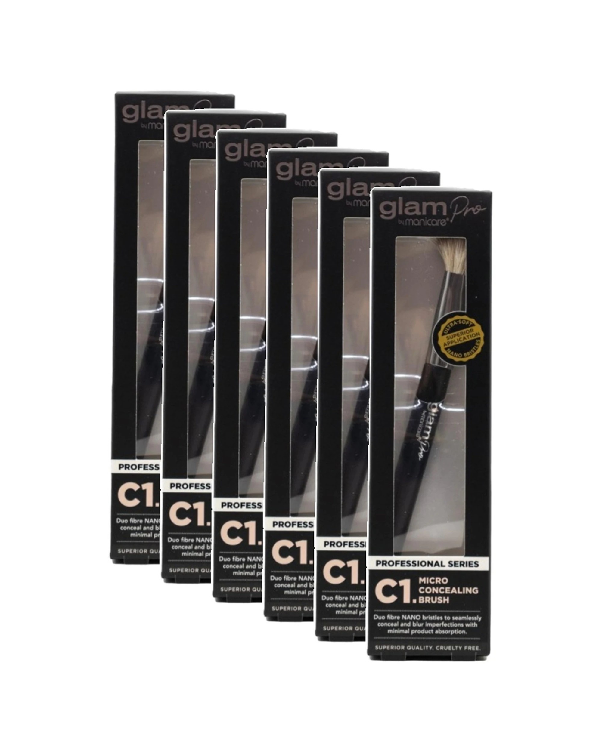1 Manicare Glam Pro Micro Concealing Brush C1 6PK Professional Series - Black, 1 of 4