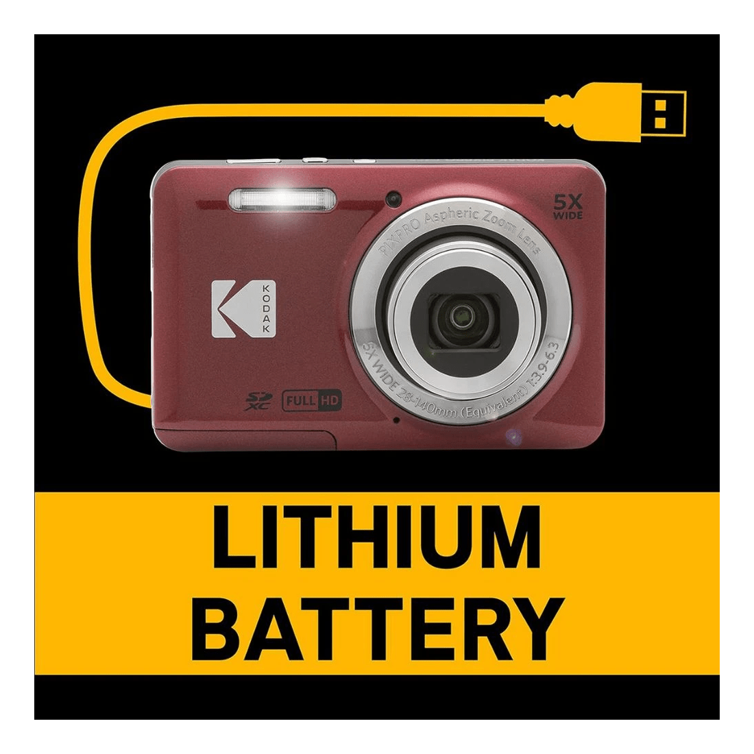 9 Kodak FZ55 16MP Digital Camera Red, 9 of 9