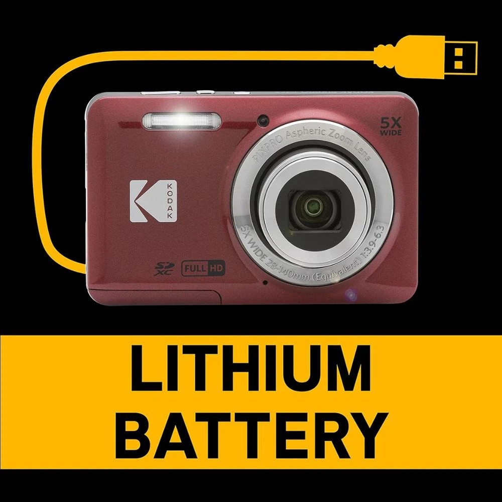 9 Kodak FZ55 16MP Digital Camera Red, 9 of 9