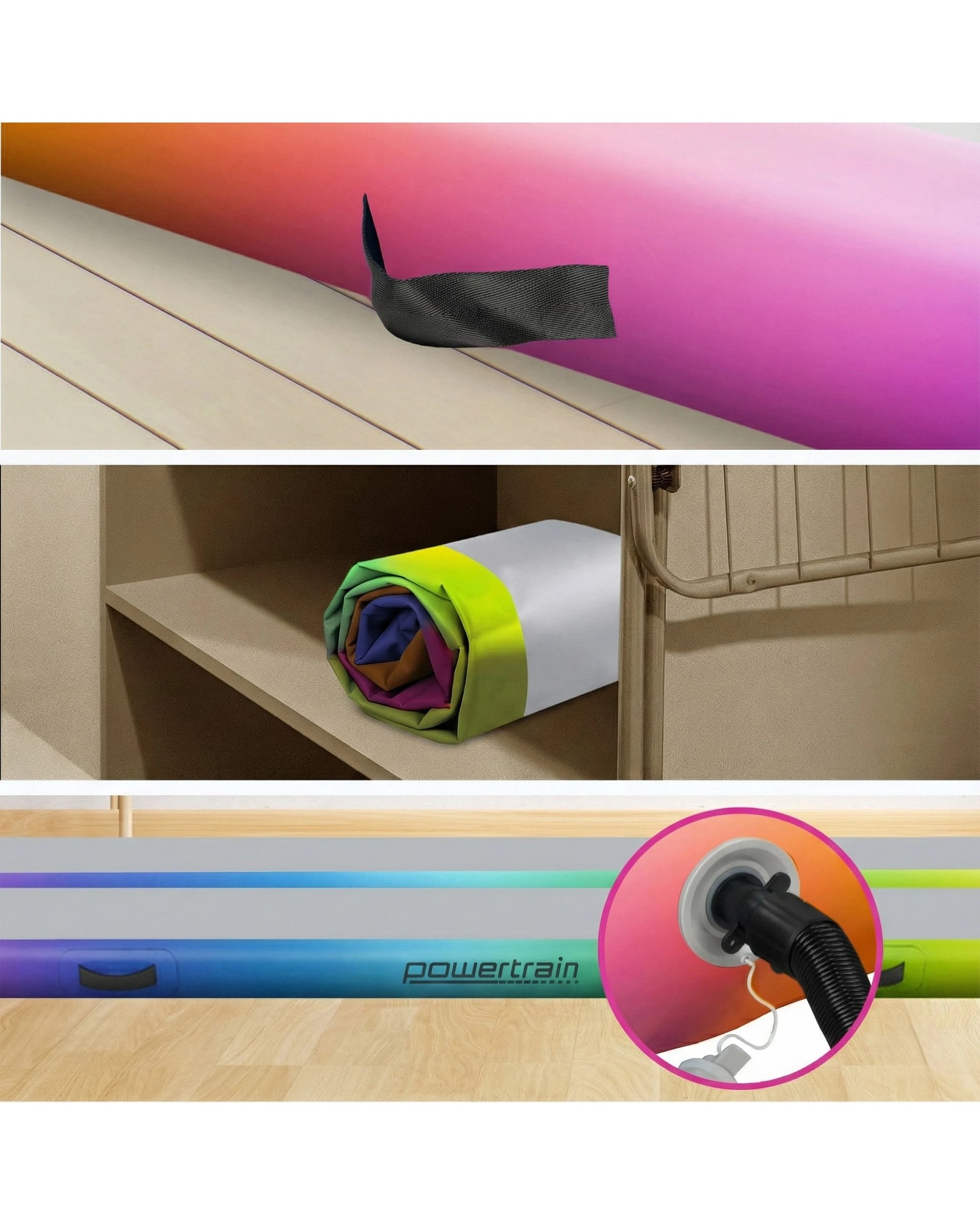 4 Powertrain 4M 20cm Air Track Gymnastics Tumbling Airtrack Exercise Yoga Mat Balance Beam Inflatable - Multi, 4 of 5