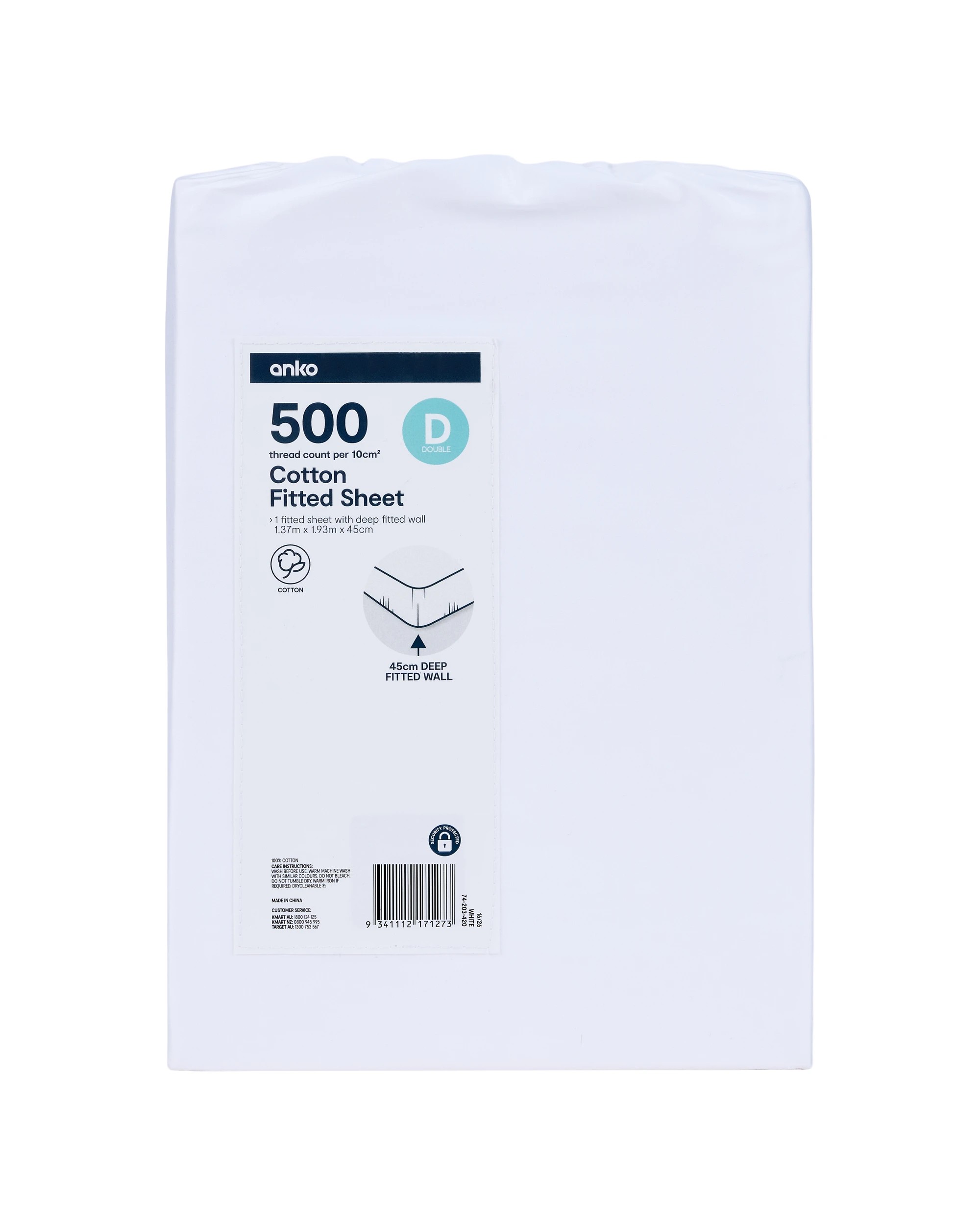 6 500 Thread Count Cotton Fitted Sheet - Double Bed, White, 6 of 6