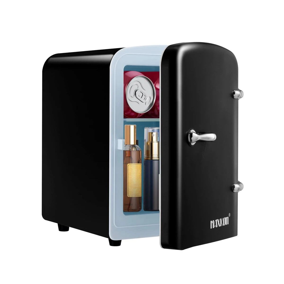 3 Maxkon Black Mini Fridge 4L 6 Can Portable Cooler Warmer Personal Countertop Refrigerator for Home Office Bar Car Drinks, 3 of 7