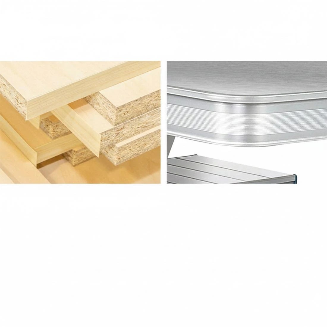 5 Weisshorn Folding Camping Table Outdoor Picnic BBQ With 2 Bench Chairs Set - Silver, 5 of 6