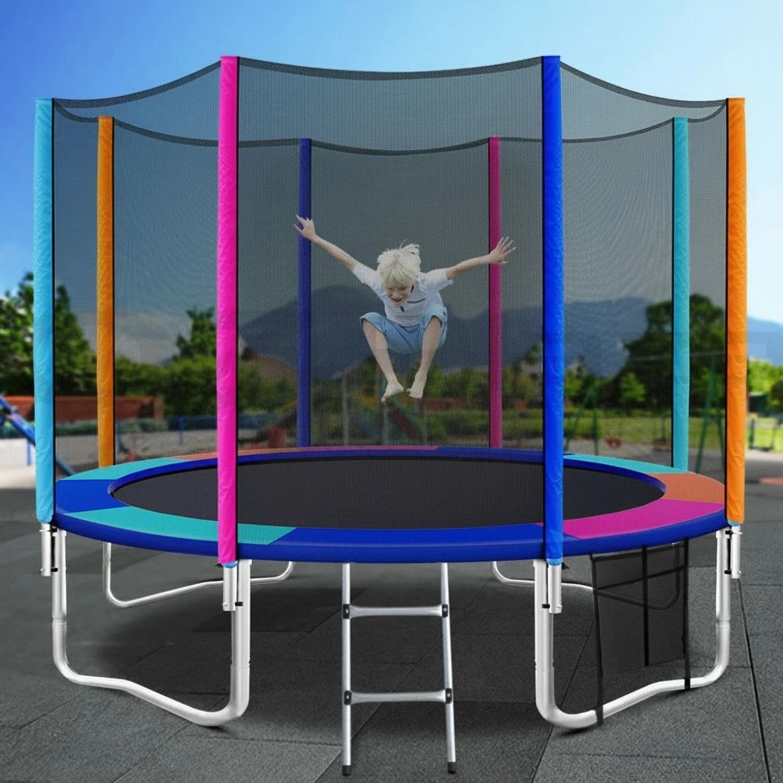 8 Everfit 12FT Trampoline for Kids w/ Ladder Enclosure Safety Net Pad Gift Round - Multi, 8 of 8