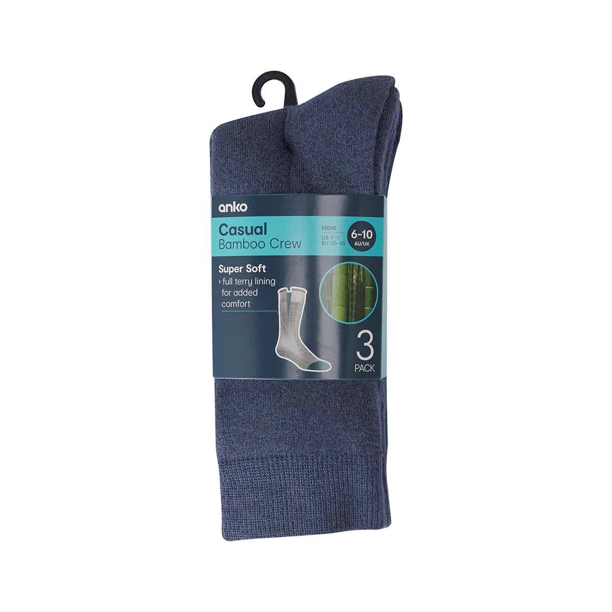 3 3 Pack Bamboo Casual Socks DENIM MARLE, 3 of 3