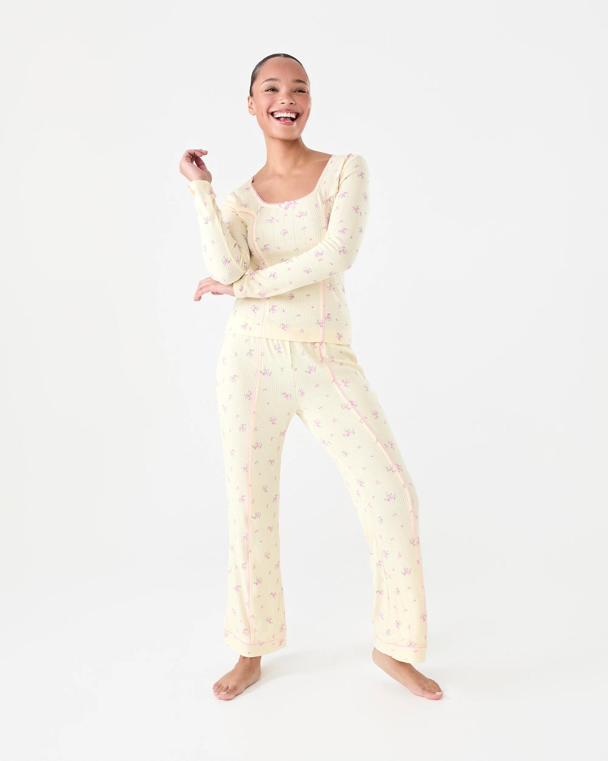 2 Pointelle Rib Pants Wild Rose, 2 of 6
