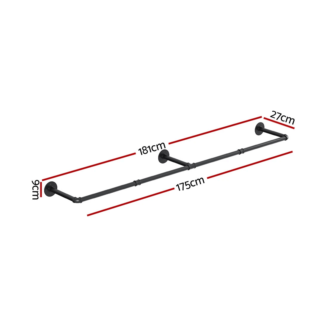 2 Artiss Clothes Rack Airer Floating Shelf Metal - Black, 2 of 6