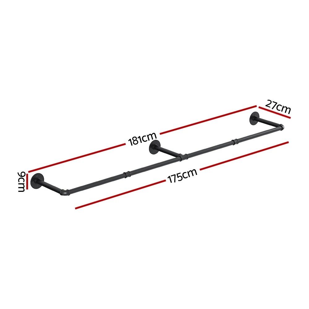 2 Artiss Clothes Rack Airer Floating Shelf Metal - Black, 2 of 6