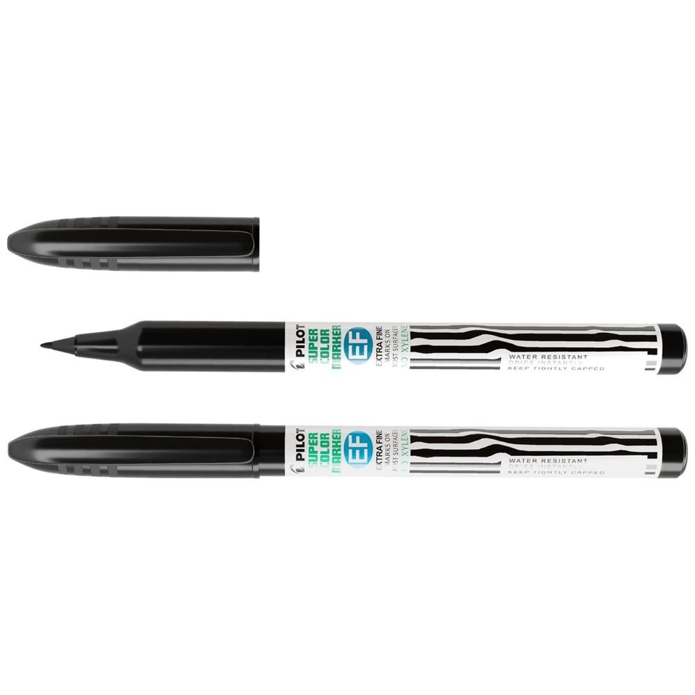 3 PILOT SuperColor Permanent Marker Bullet Extra Fine Black 2Pk, 3 of 5