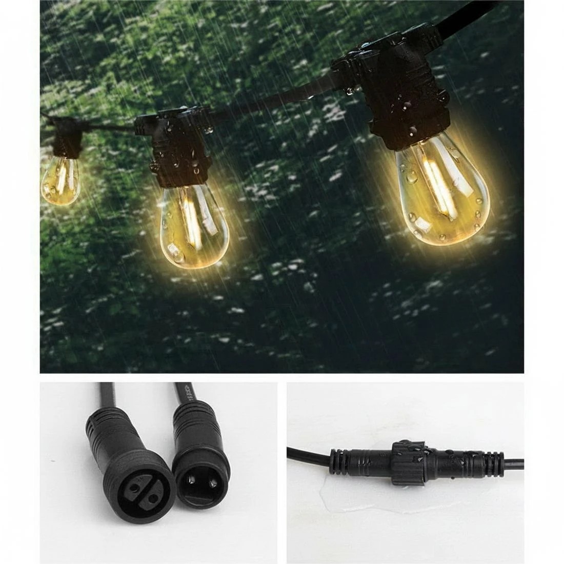 3 23m LED Festoon String Lights Christmas Decorations Wedding Party Outdoor - Black, 3 of 5
