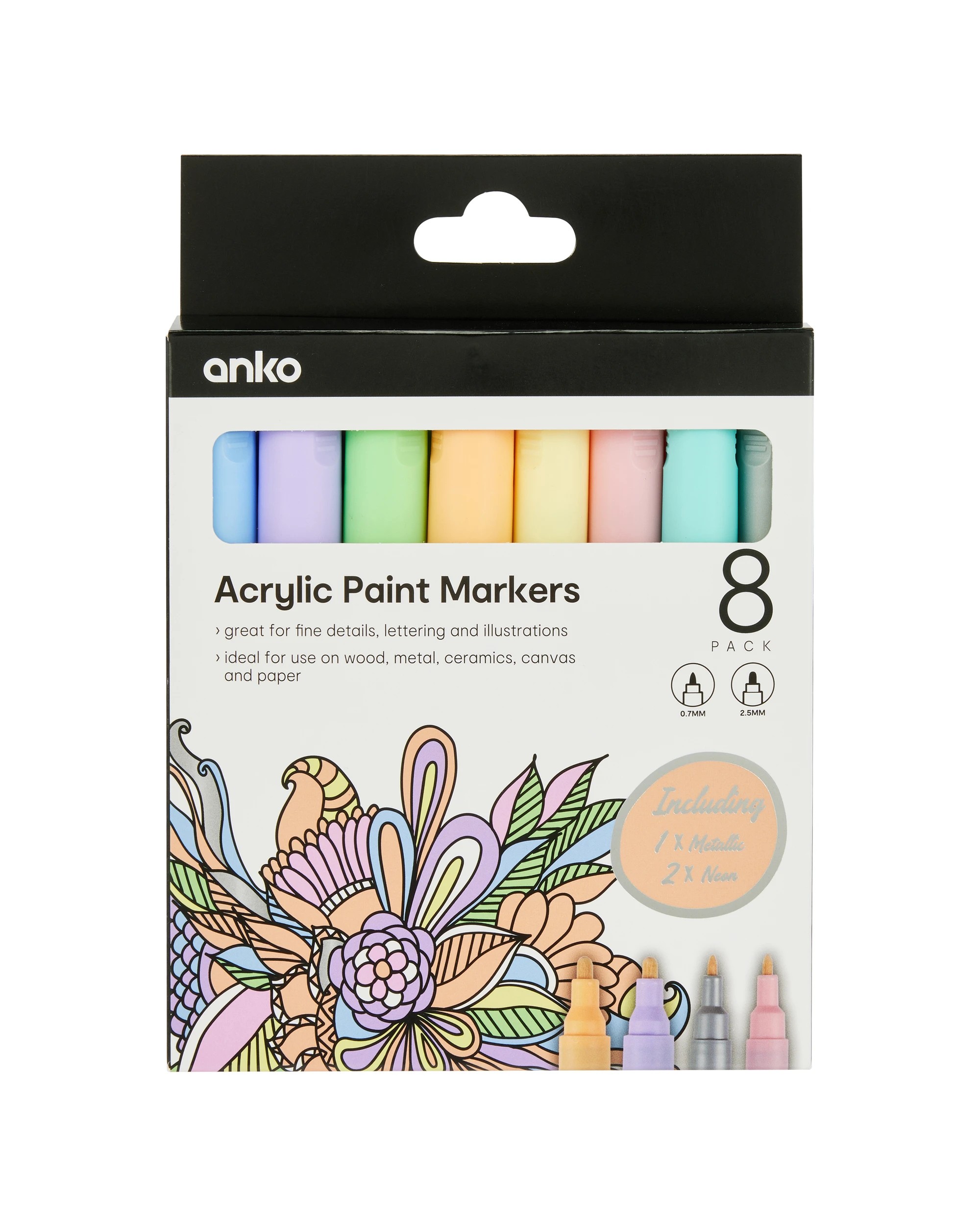 1 8 Pack Acrylic Paint Markers - Orange, 1 of 7