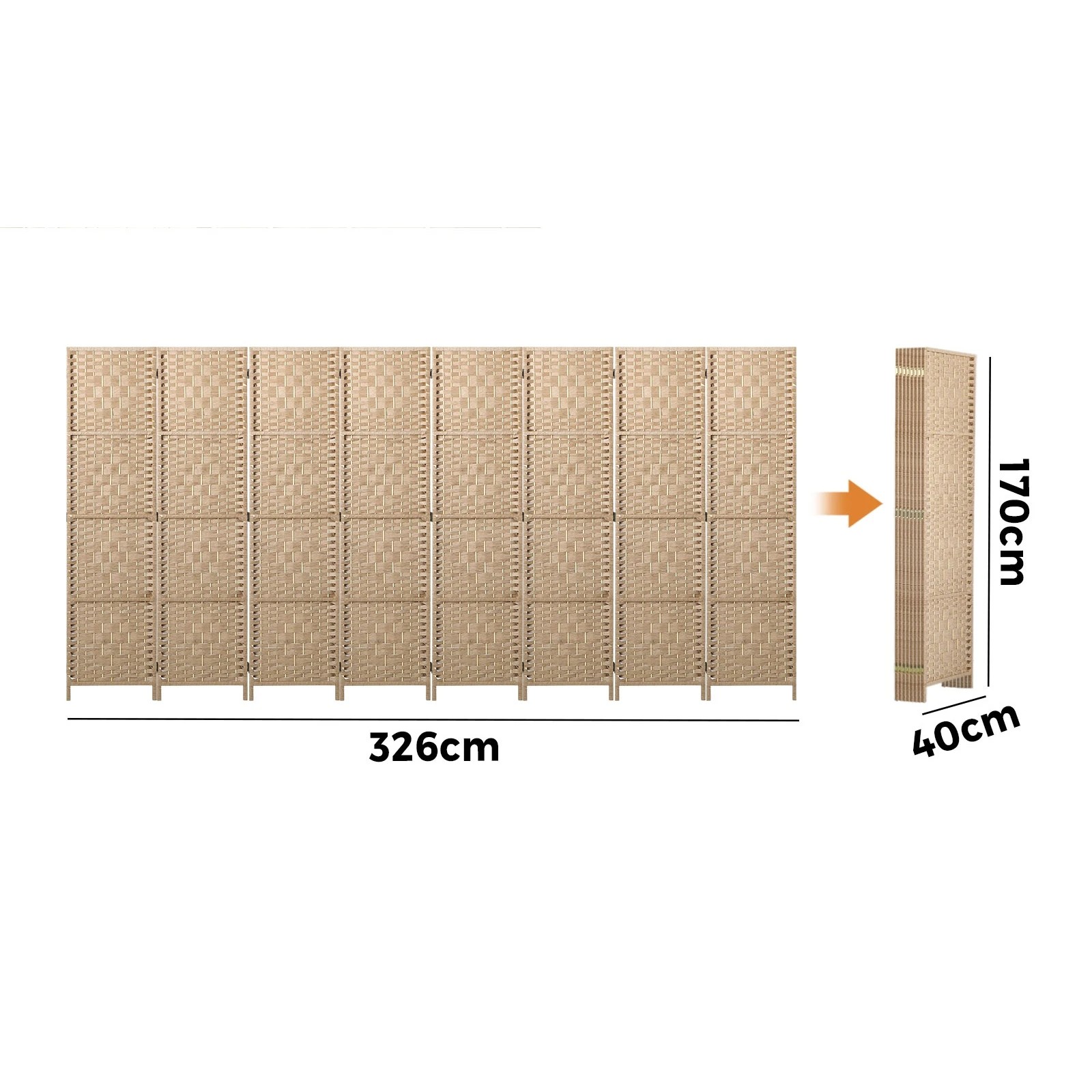2 Oikiture 8 Panels Room Divider - Natural, 2 of 10
