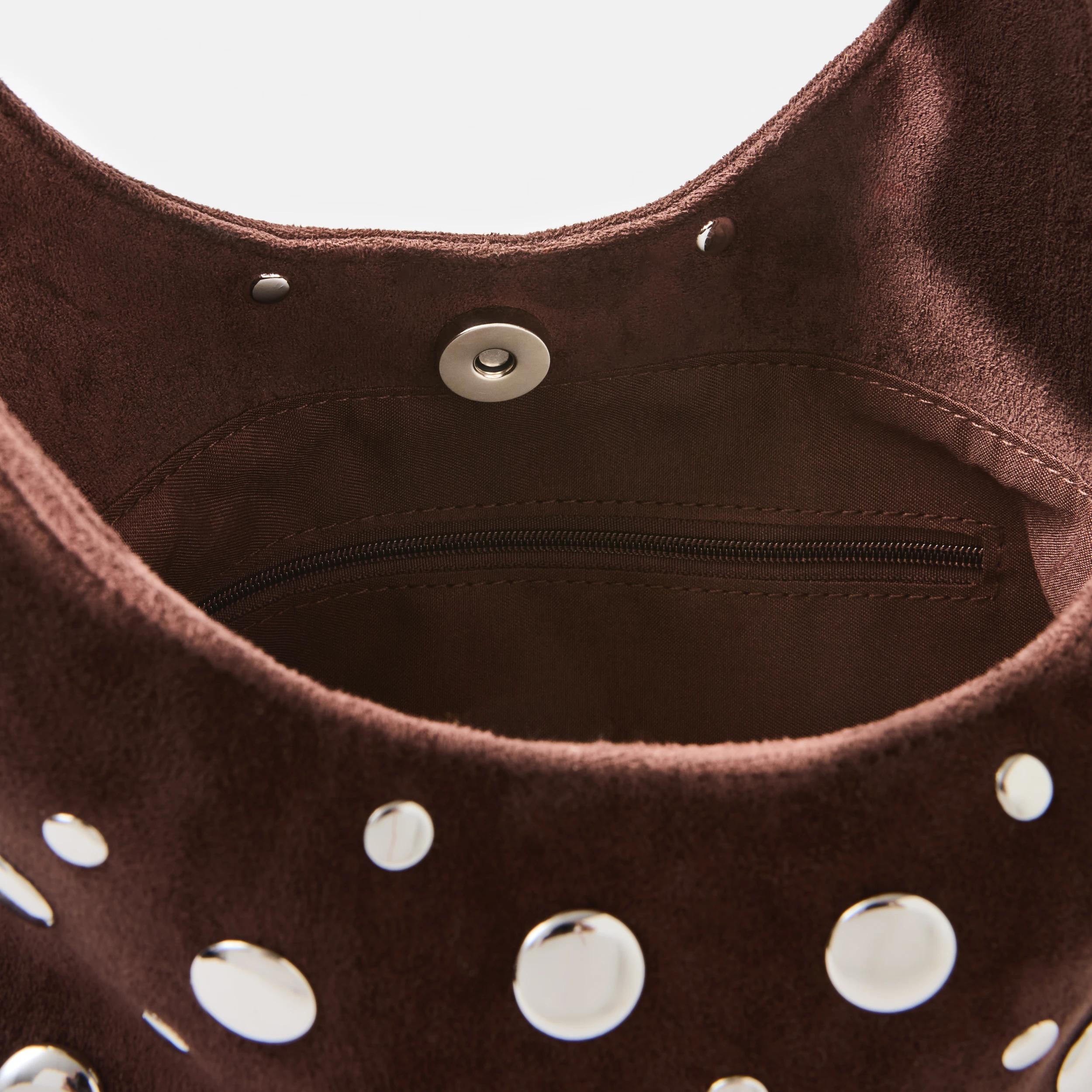 4 Stud Shoulder Bag CHOCOLATE PLUM, 4 of 7
