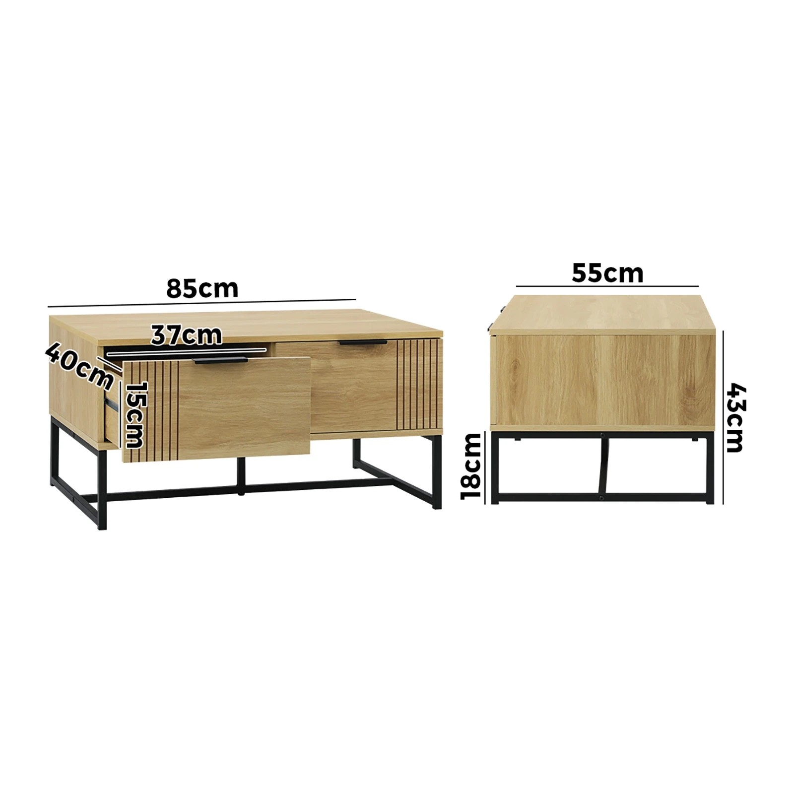 10 Oikiture Coffee Table Storage Drawers Side Tables Sofa Cafe Desk
 - Natural, 10 of 10