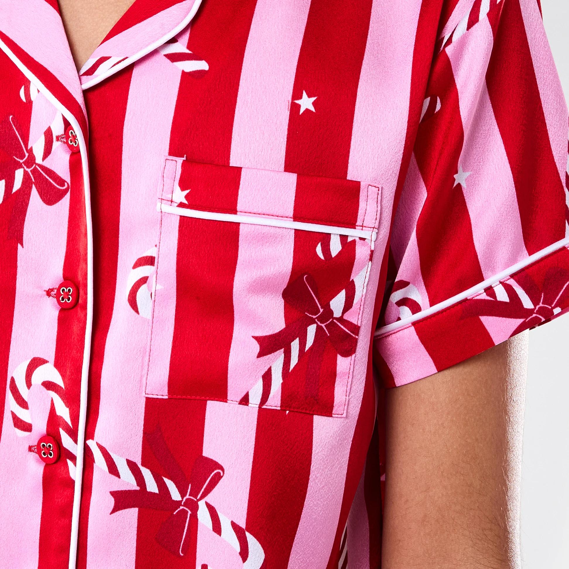 5 Christmas Family Matching Satin Pyjama Set RED CANDY STRIPES, 5 of 9