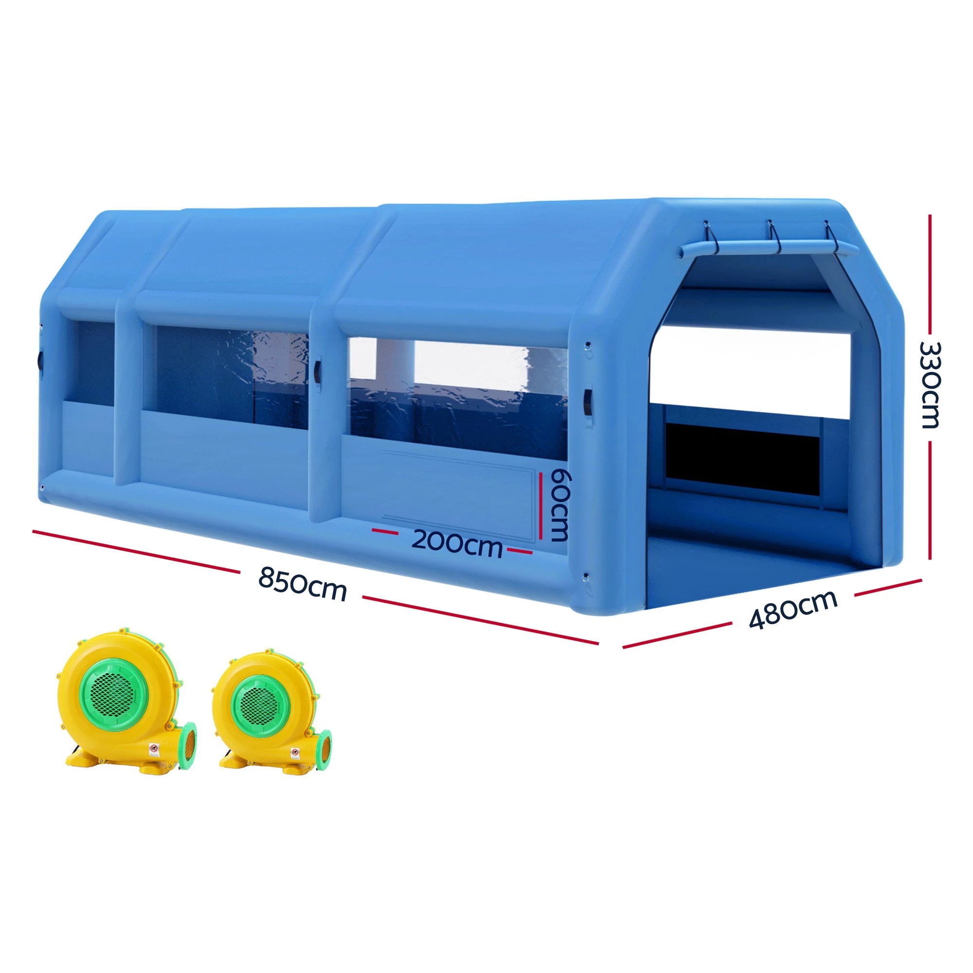 2 GIANTZ Inflatable Spray Booth Car Paint Tent 8.5x4.8m 2 Blowers Filter Mobile Garage Workstation - Multi, 2 of 5