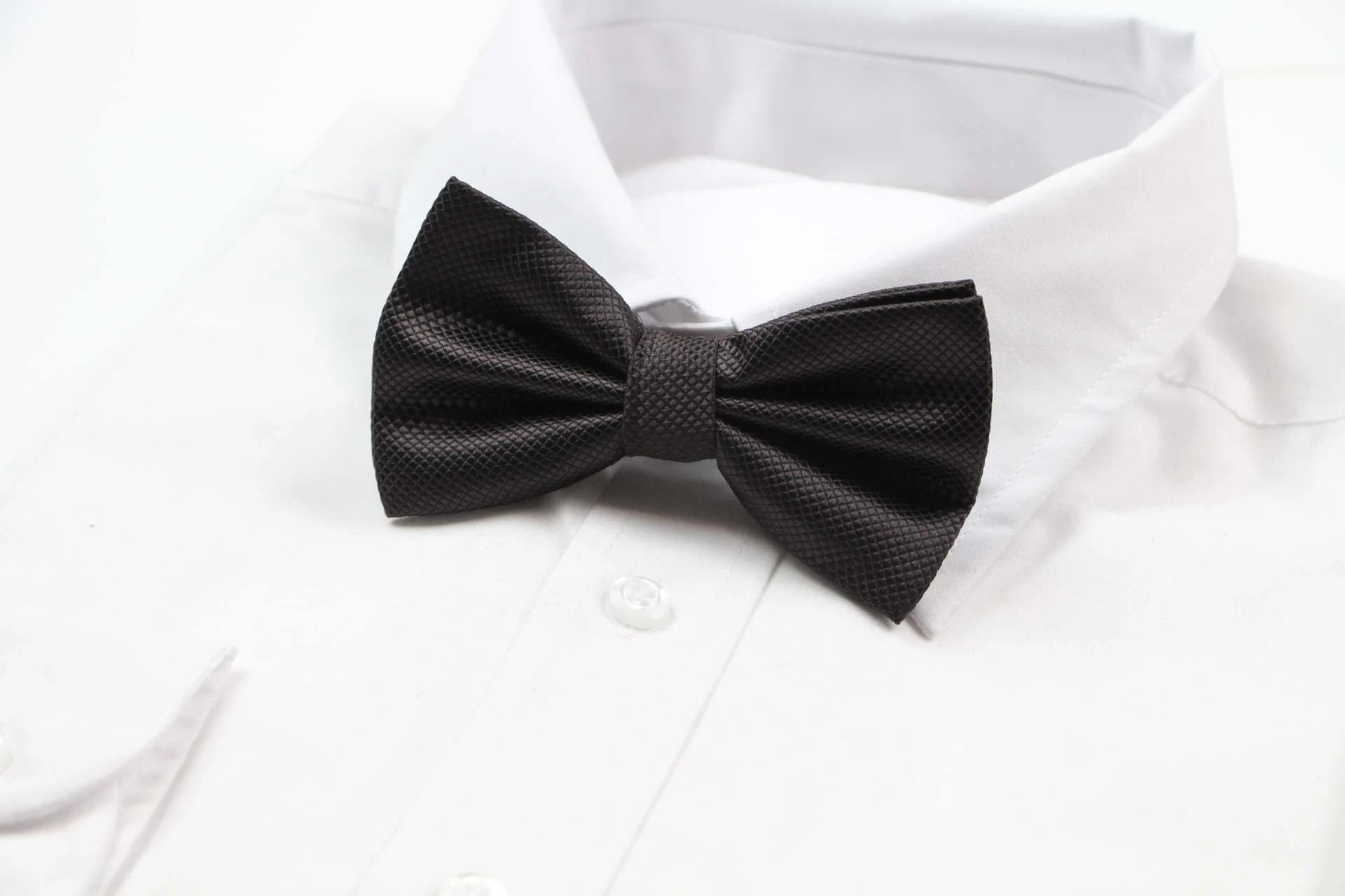 4 Zasel Mens Dark Brown Plain Coloured Checkered Bow Tie - Brown, 4 of 5
