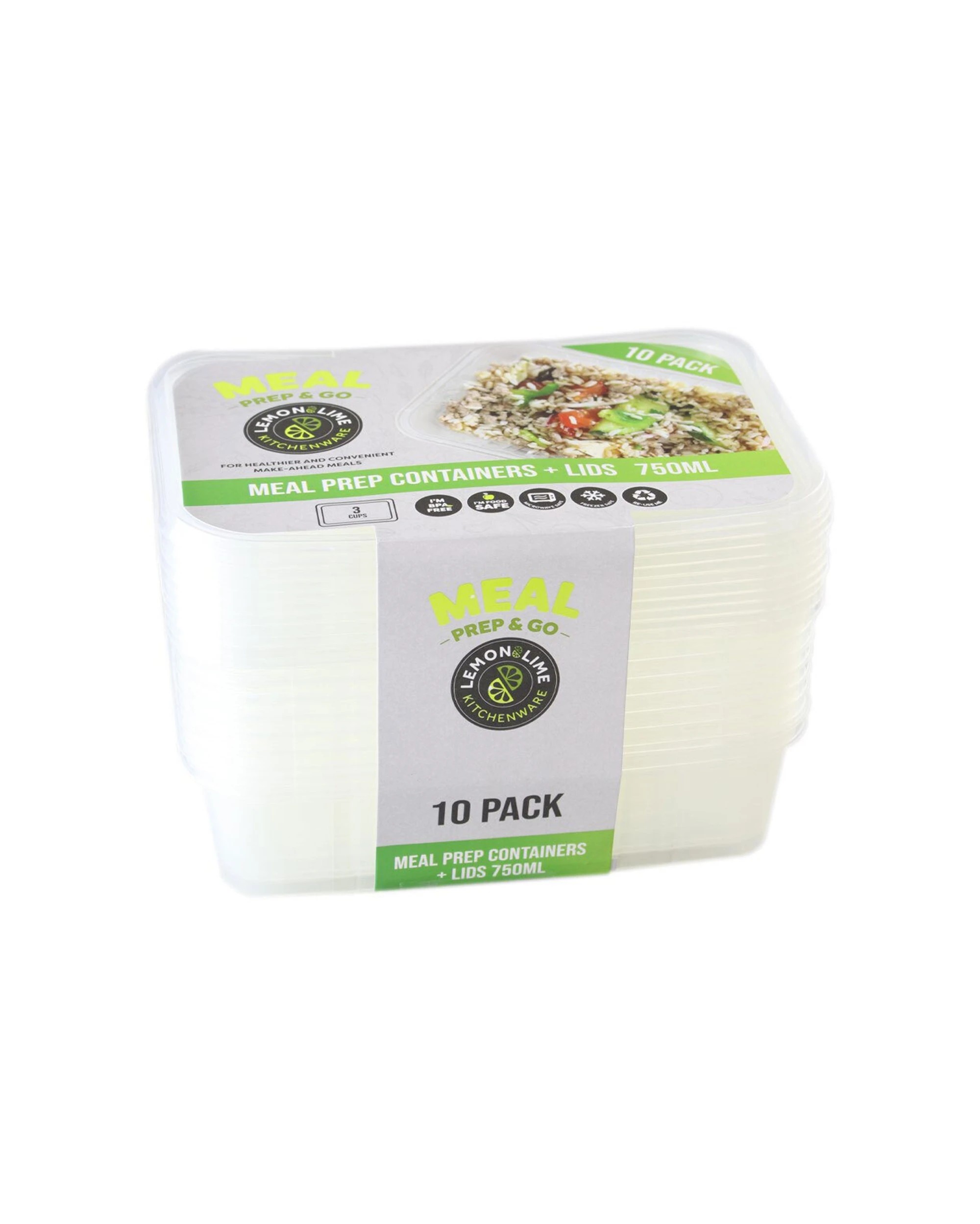 3 10pc Lemon & Lime 750ml Meal Prep Reusable Containers/food Storage - Assorted, 3 of 3