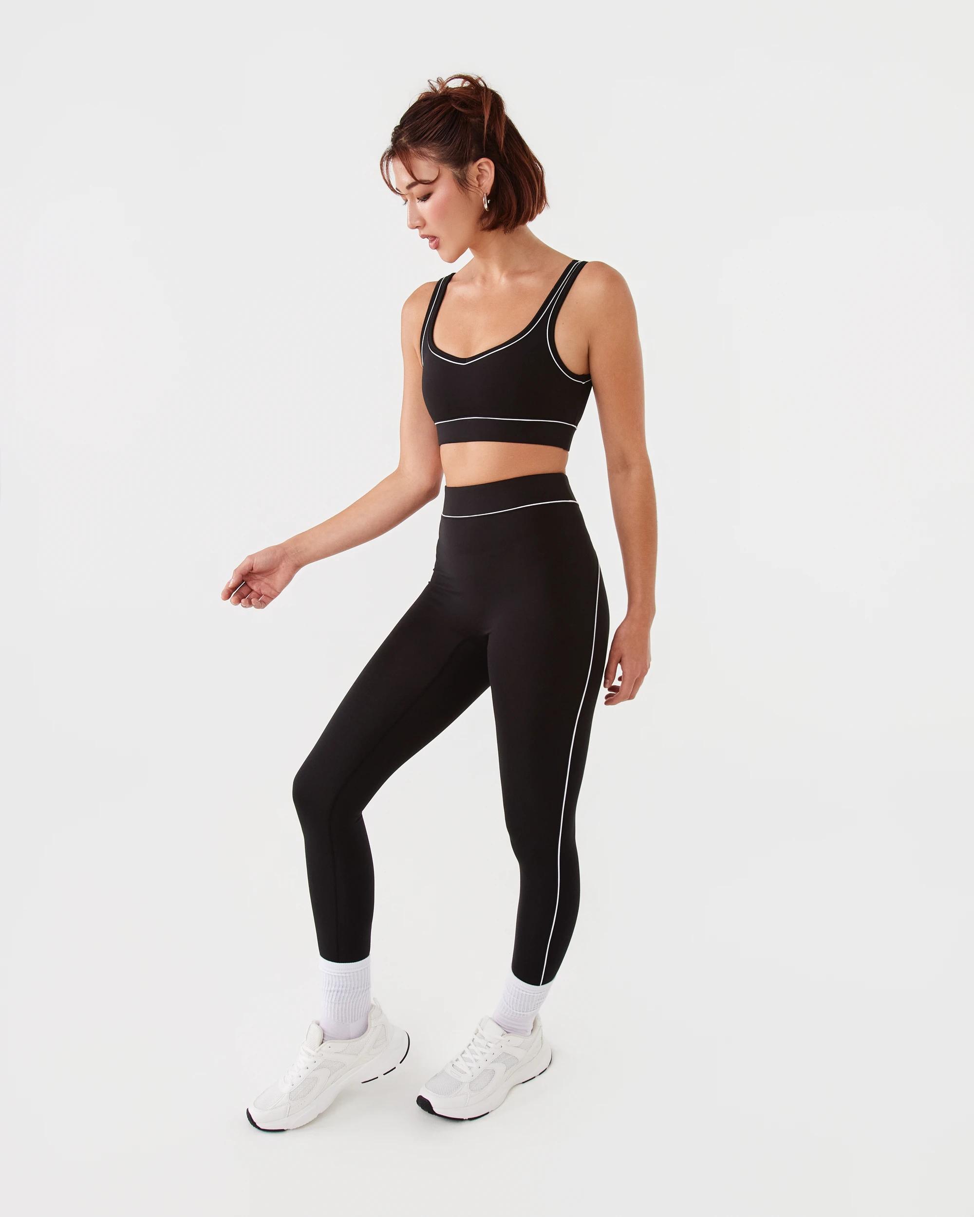 3 Active Womens Contrast Crop Top Black, 3 of 6
