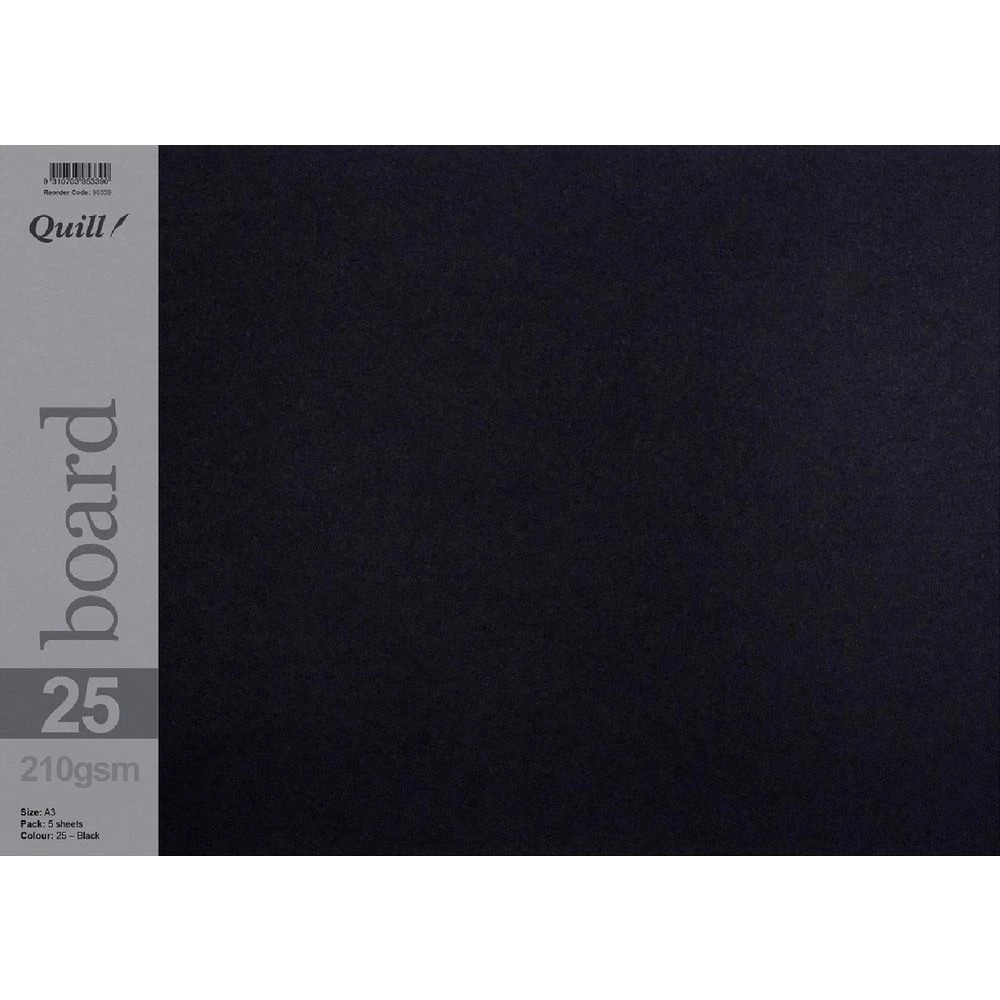 1 Quill A3 210gsm Board Black 5 Pack, 1 of 1