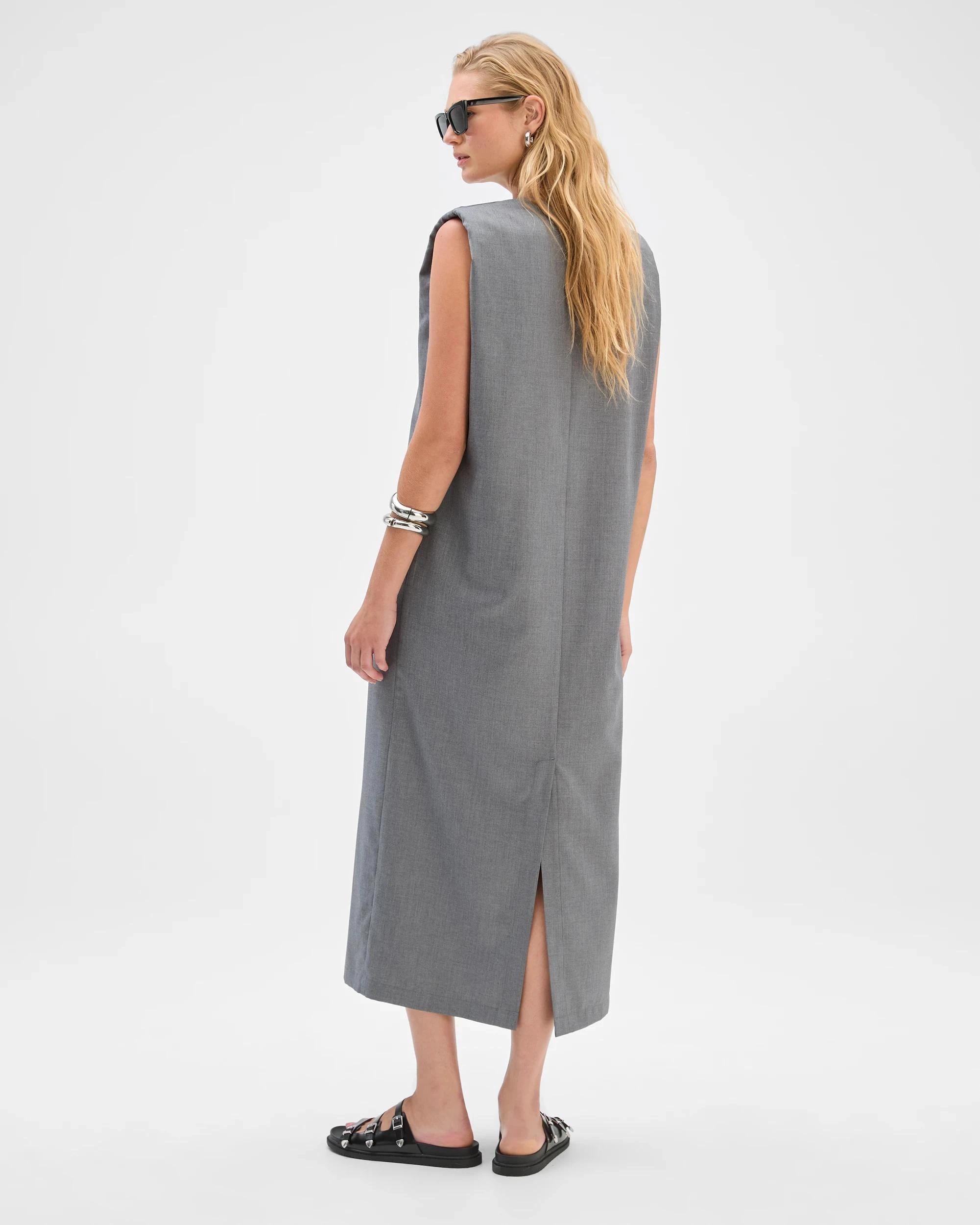 7 Preview Sleeveless Midi Length Column Dress GREY, 7 of 7