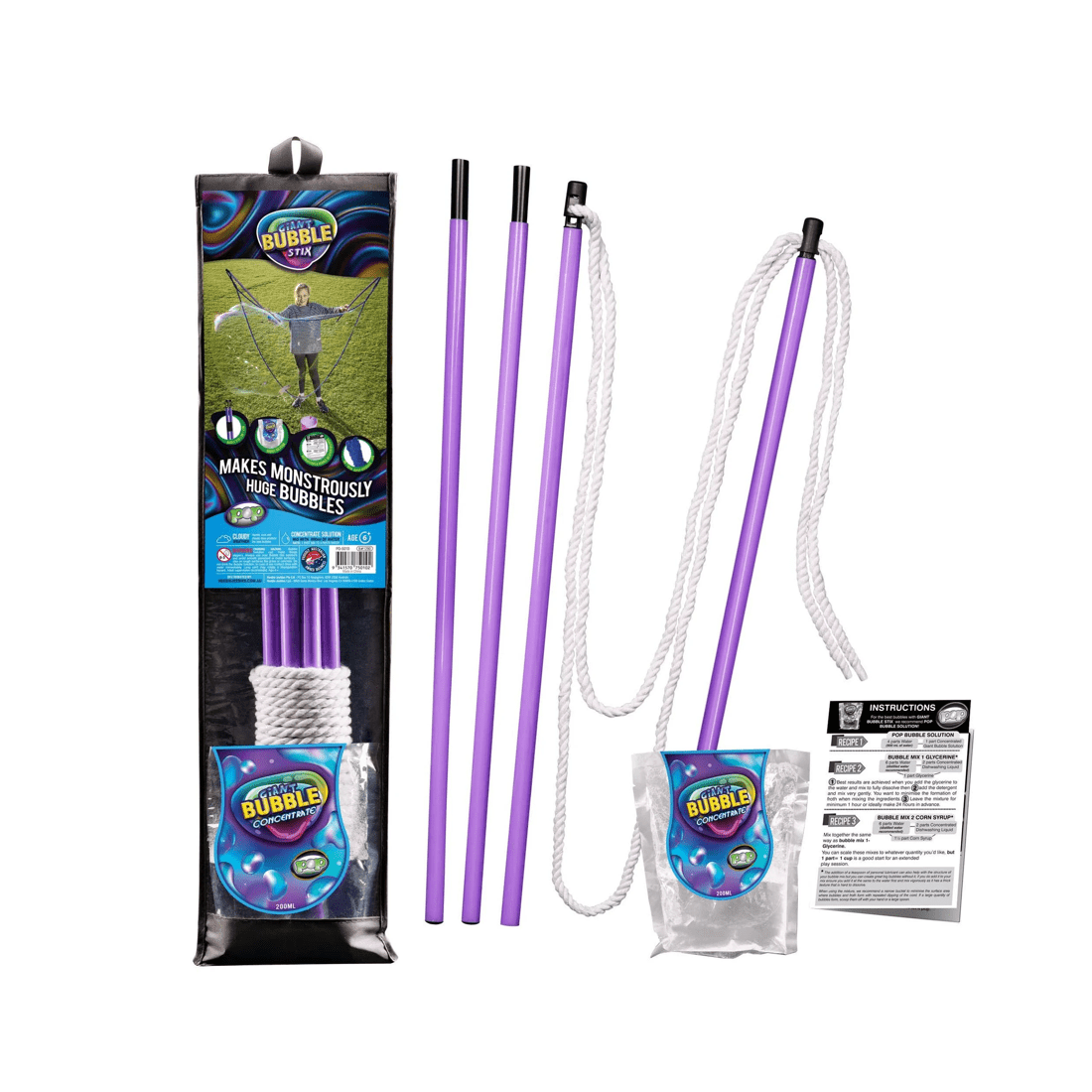 2 Heebie Jeebies Pop Bubble Co Giant Bubble Stix - Extendable, 2 of 9