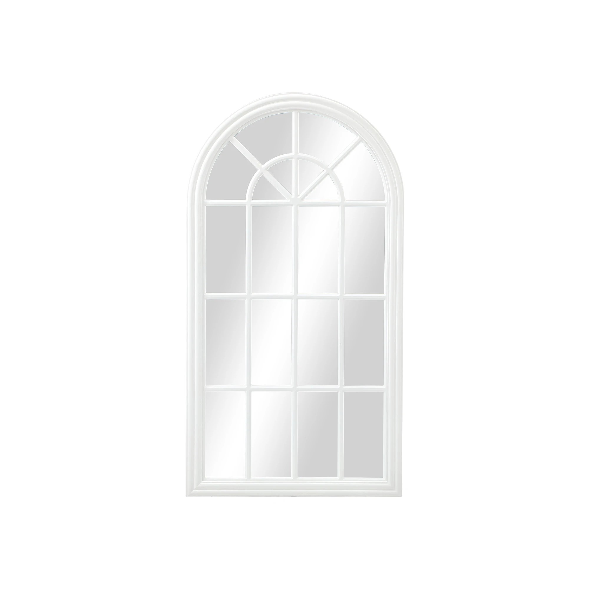 9 Oikiture Window Mirror Arched Wall Mirrors Decor 76x51cm Wooden
 - White, 9 of 9