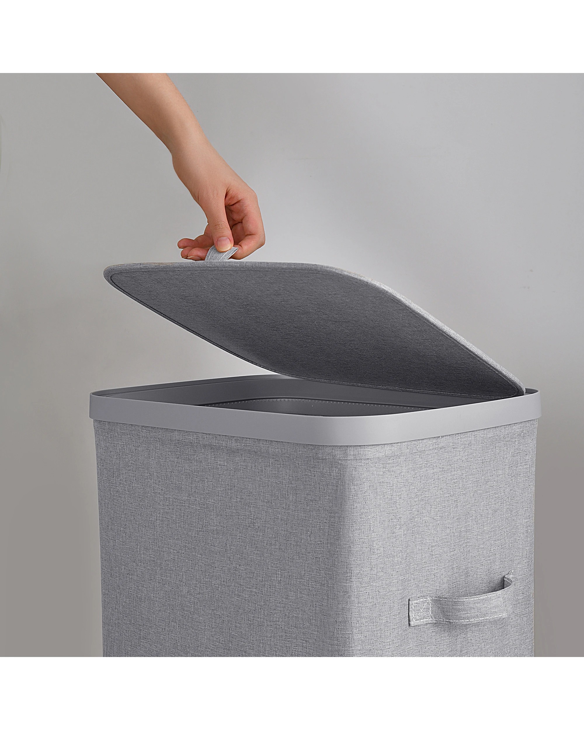 4 Sherwood Voyager Laundry Hamper 60L Faux Linen 42x32x67cm - Grey, 4 of 10